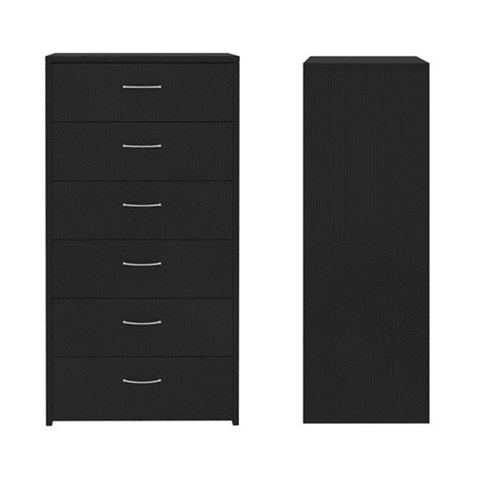6-Drawer Chest of Drawers - Black Bedside Table, End Table & File Cabinet for Living Room, Bedroom & Home Office | Multi-Functional Storage Solution for Small Spaces & Organization