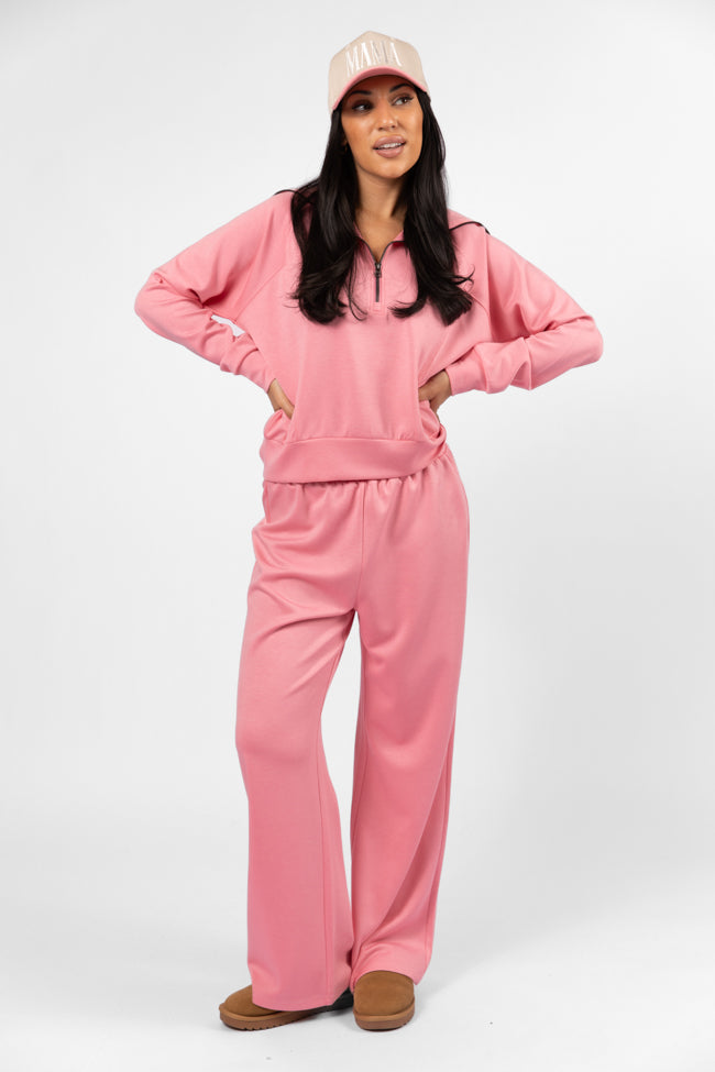 Pink Quarter Zip Knit Pullover for Women - Cozy & Stylish Fall Winter Sweater | Perfect for Casual Outfits, Office Wear & Outdoor Activities