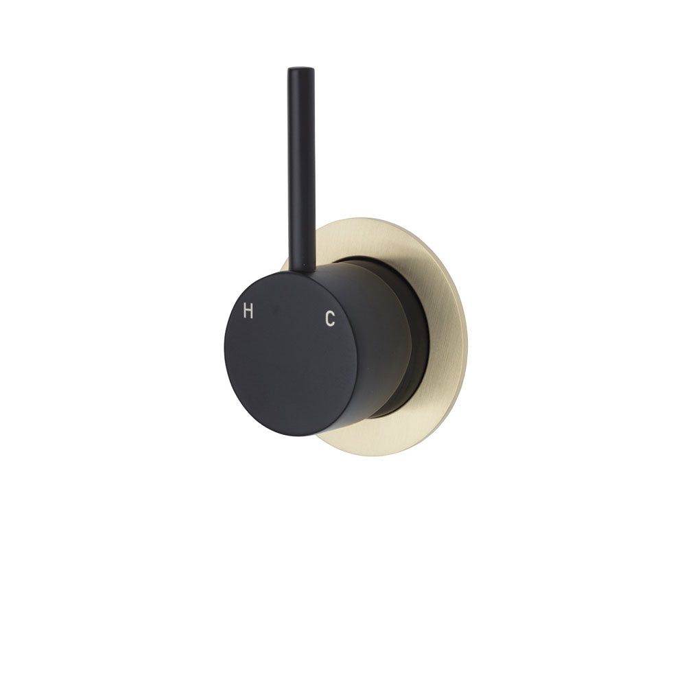 Fienza Kaya Up Small Round Plate Wall Mixer - Matte Black Finish for Modern Bathroom Faucet - Perfect for Bathroom Sink, Vanity, and Powder Room Decor