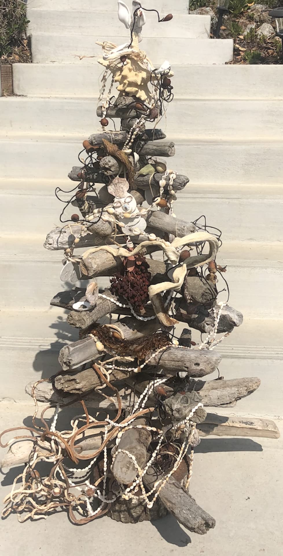 Handmade Beach Christmas Tree with Seashells & Natural Wood - Coastal Holiday Decor for Home, Office, or Beach House - Perfect Ocean-Themed Xmas Ornament & Unique Gift Idea