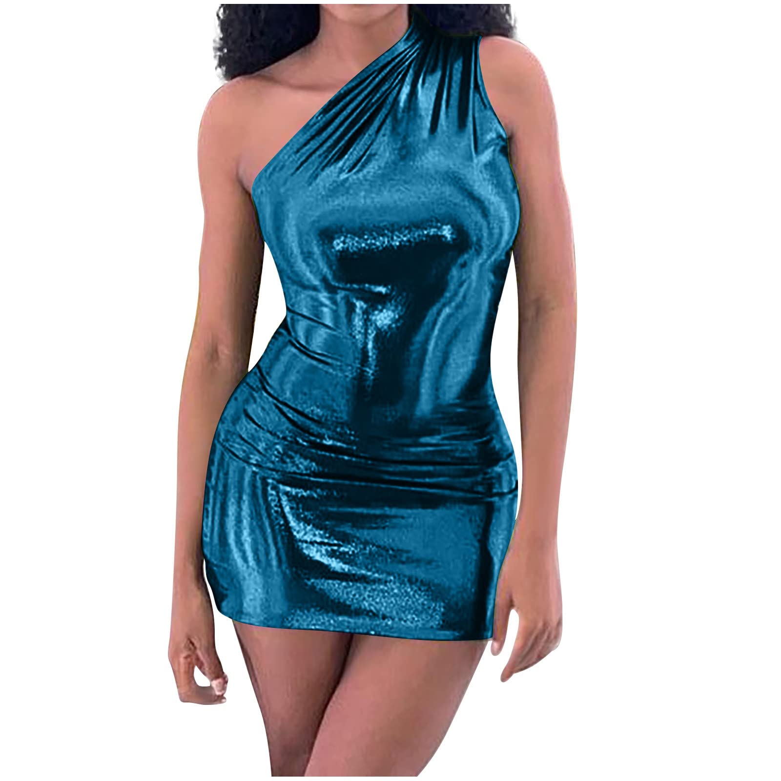 Sexy Sleeveless Halter Mini Bodycon Dress for Women - Ruched Slim Fit Backless Club Party Dress | Perfect for Night Out, Date Night & Summer Vacations