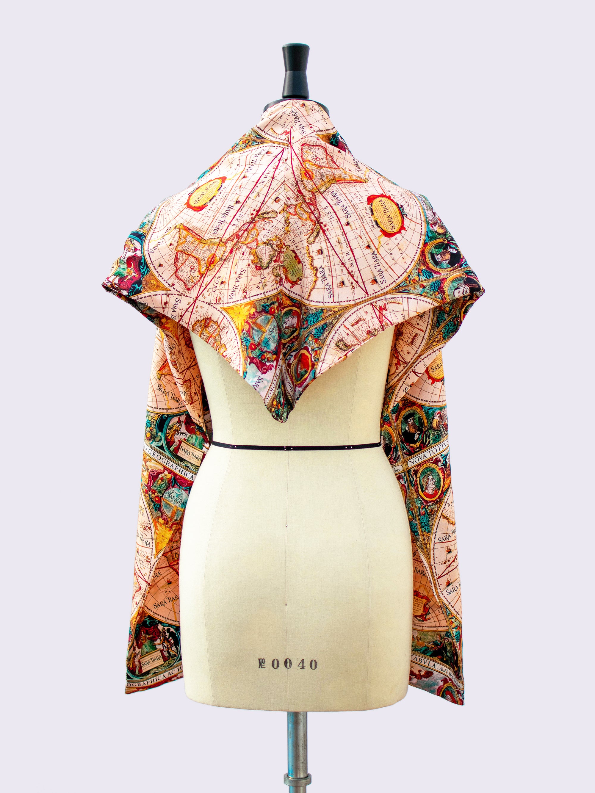 Elegant Silk Maxi Scarf with Vintage Map Print - Perfect for Travel, Fashion Accessory & Gift Giving