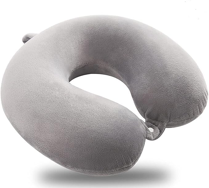 Premium NBR Travel Neck Pillow - Ultra Soft Microfiber Support for Airplane, Car & Camping - Compact & Lightweight for Easy Packing - Grey Holland Fabric (Single Pack) - Ideal for Long Flights, Road Trips & Outdoor Adventures
