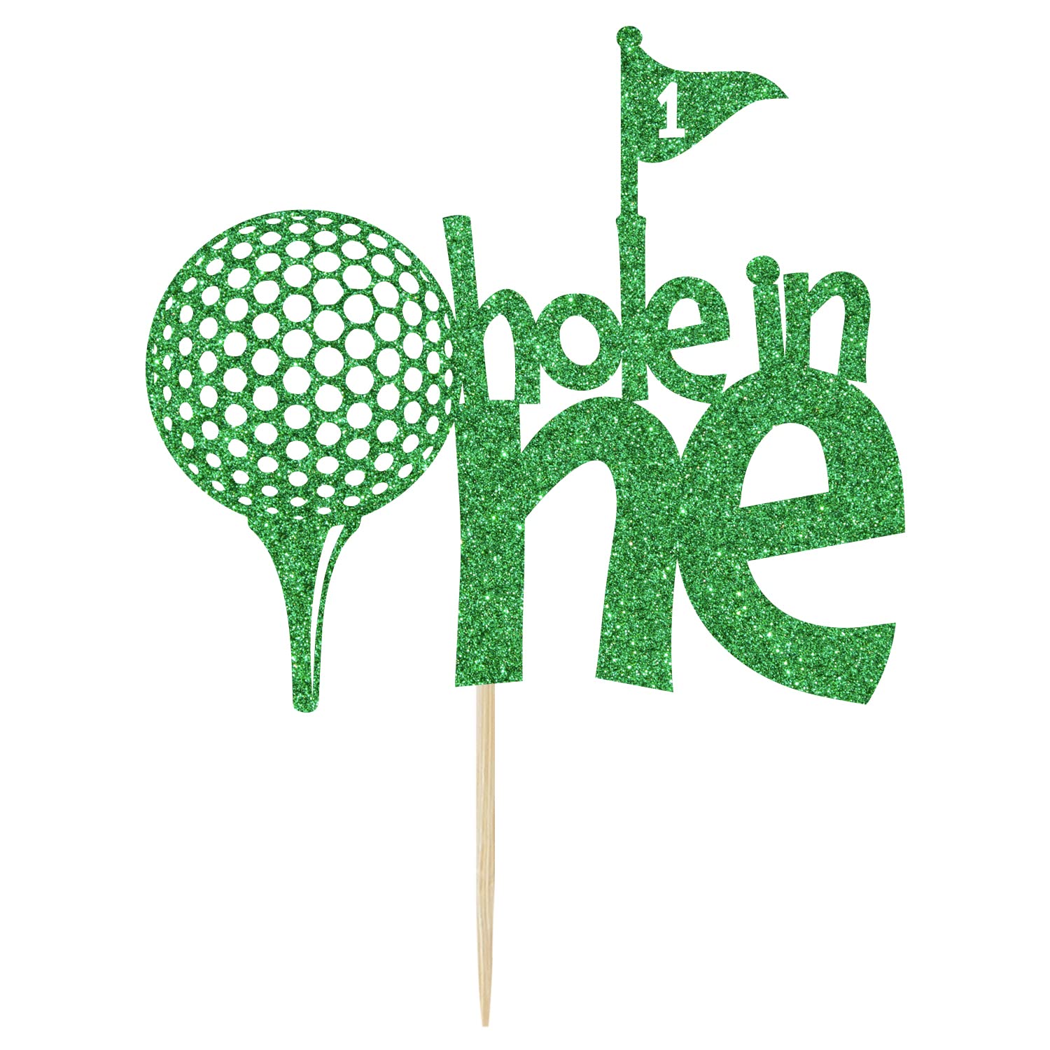 Golf Hole in One Cake Topper - Green Glitter 1st Birthday Cake Decor for Boys & Girls | Perfect for Golf-Themed Birthday Parties & Baby Showers