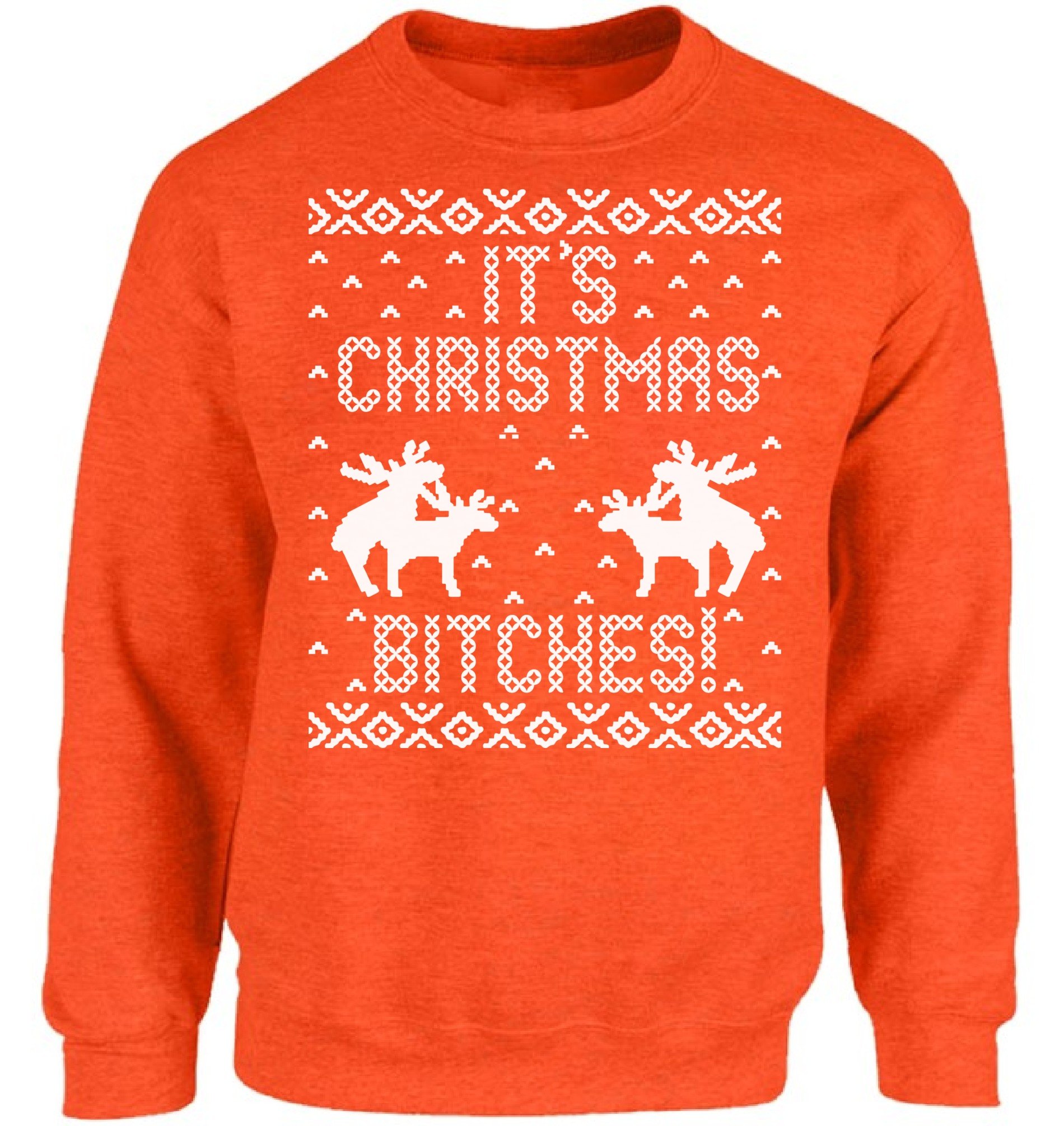 Ugly Christmas Crewneck Sweatshirt - White Holiday Print Unisex Sweater for Xmas Parties & Festive Family Gatherings
