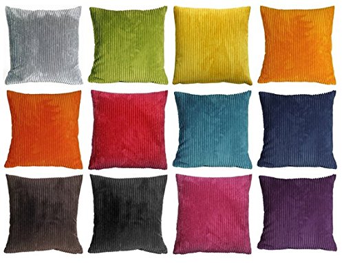 Wide Wale Corduroy Throw Pillow 22x22 Inches Earth Brown - Soft Decorative Couch Pillow for Living Room, Bedroom & Sofa Decor