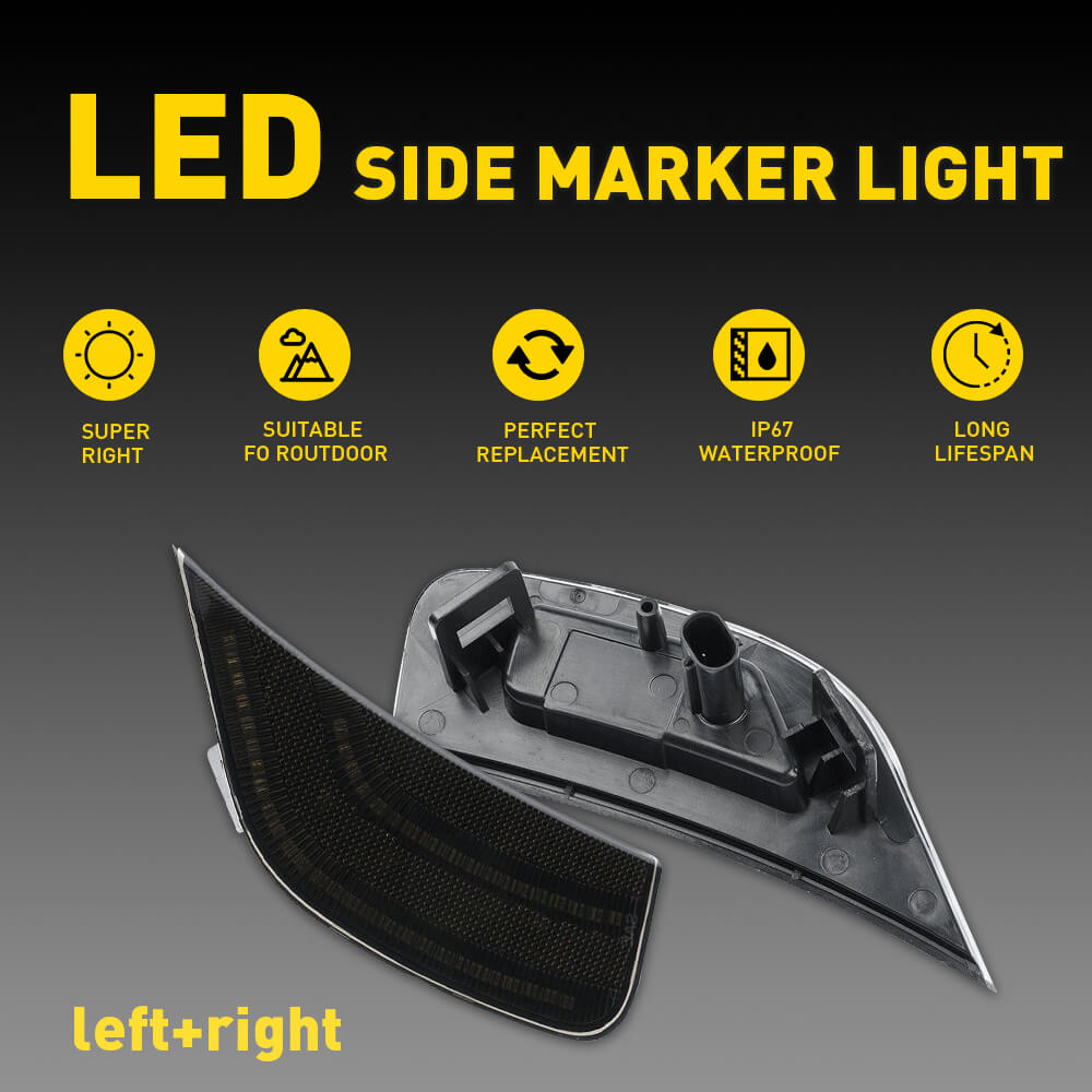 LED Side Marker Light Replacement for 2021-2023 GMC Yukon/XL/Denali, Chevy Tahoe/Suburban, Cadillac Escalade/ESV - Amber Clear Lens, Waterproof, Easy Installation - Perfect for Off-Roading, Night Driving & Vehicle Customization