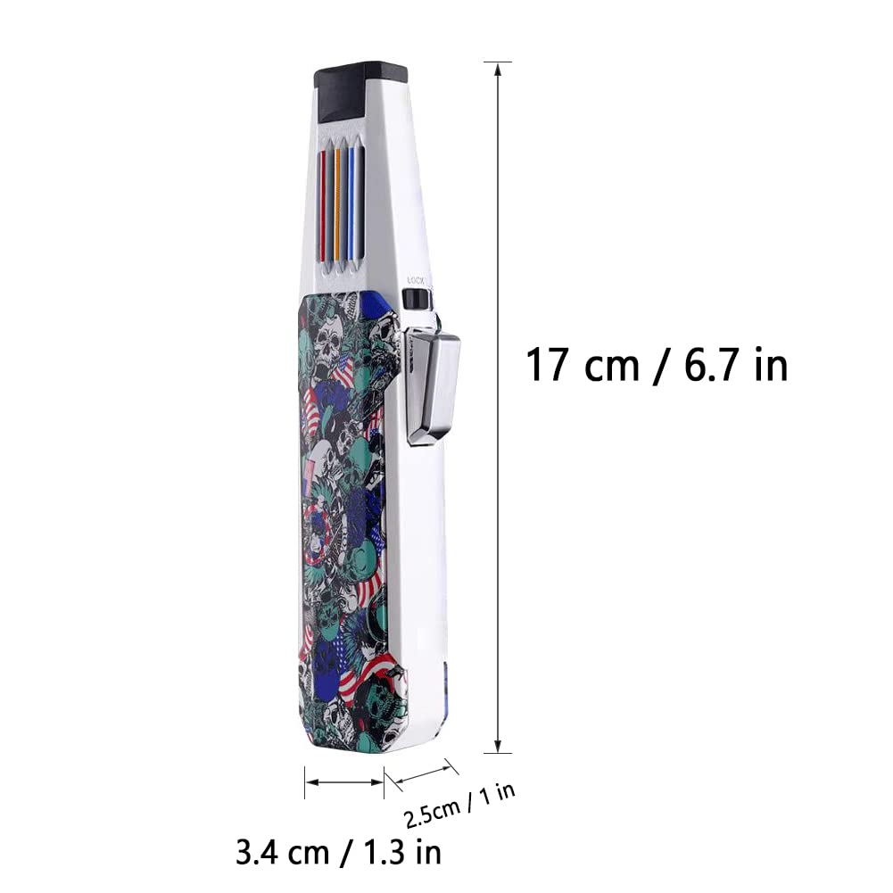 Butane Torch Lighter - Windproof Refillable Adjustable Jet Flame Lighter for Kitchen, Candle Lighting, Camping, BBQ & Grill (Gas Not Included) - Perfect for Cooking, Soldering, DIY Projects & Outdoor Adventures (Skull Design)