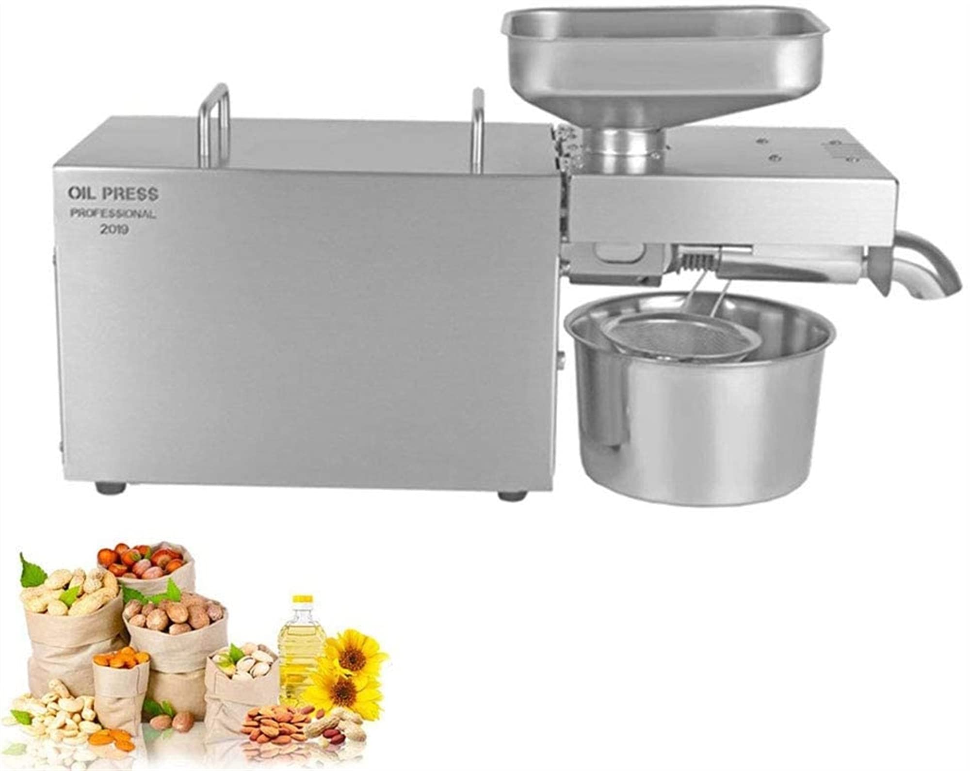 800W Automatic Oil Press Machine - Cold & Hot Nut Oil Extractor for Coconut, Castor, Olive - Stainless Steel for Home & Commercial Use - Perfect for DIY Essential Oils, Cooking & Skincare
