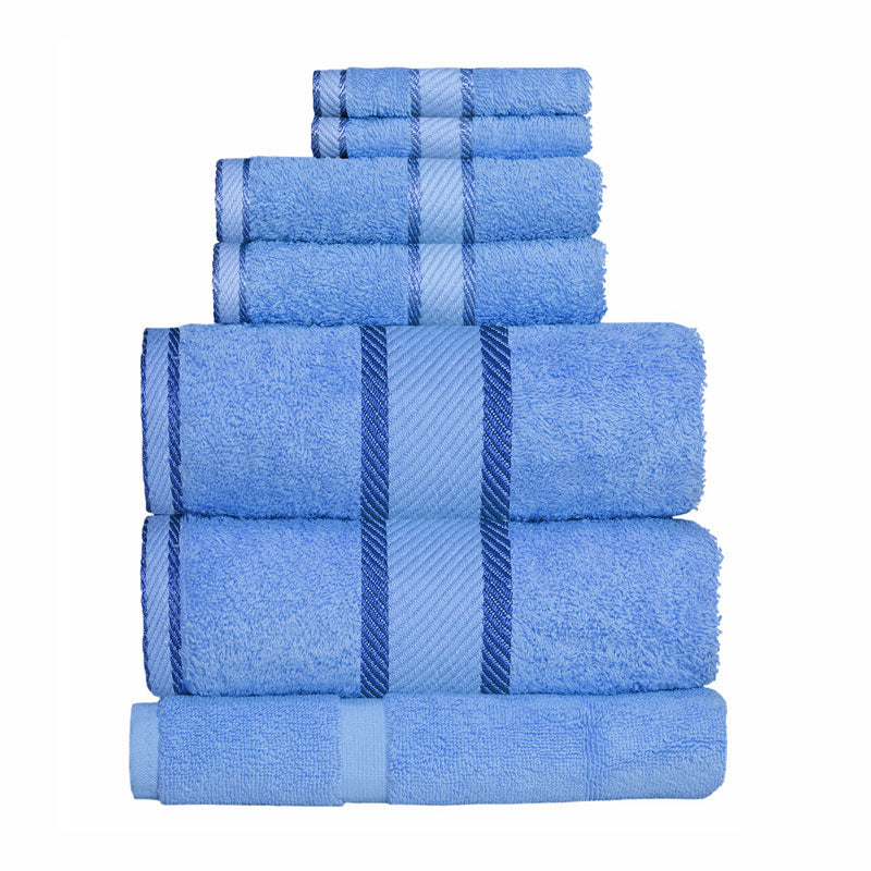 Premium 100% Cotton Bath Towel Set - 7-Piece Mid Blue Bath Sheets | Ultra Soft & Absorbent for Spa, Gym, Beach & Home Use
