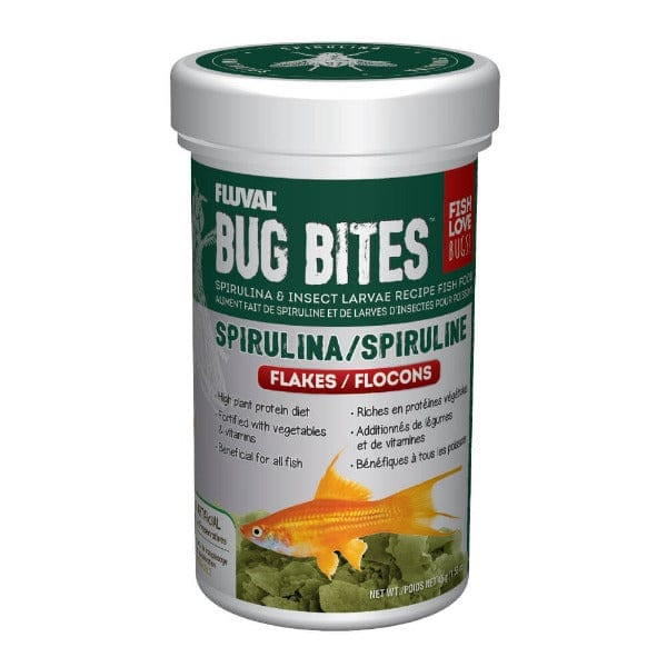 Fluval Bug Bites Spirulina Flakes - High Protein Tropical Fish Food for Betta, Goldfish & Cichlids | Perfect for Daily Feeding & Enhancing Fish Color