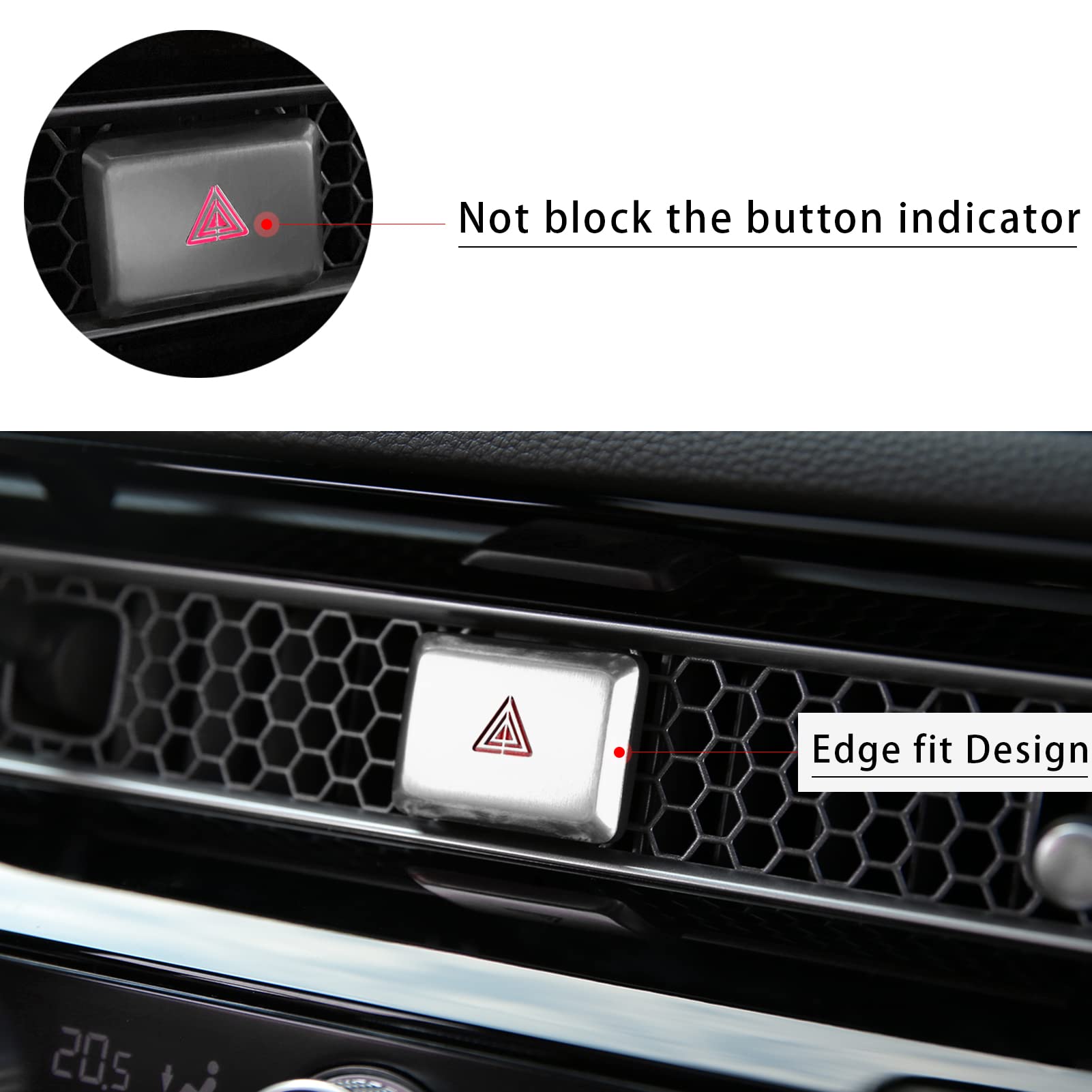 Honda Civic 2022-2025 & Accord CR-V HR-V 2023-2025 Car Accessories - Silver Center Console Air Vent Cover with Hazard Warning Light Push Button | Perfect for Interior Protection & Style Upgrade