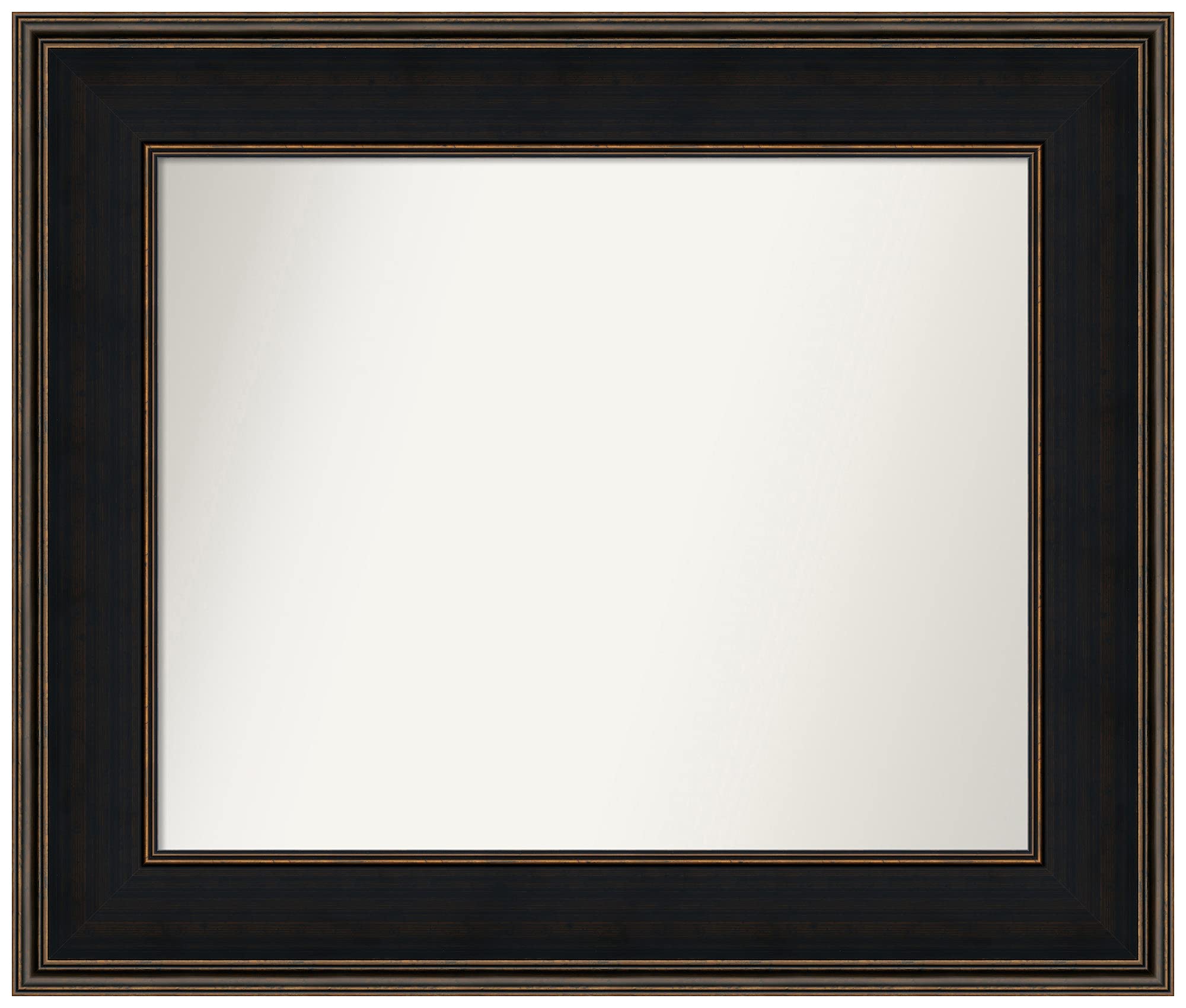 Amanti Art Non-Beveled Custom Wall Mirror - 27.5 x 32.5 Inches, Mezzanine Espresso Frame - Bathroom, Living Room, Bedroom Decor - Black & Brown Finish - Various Custom Sizes Available