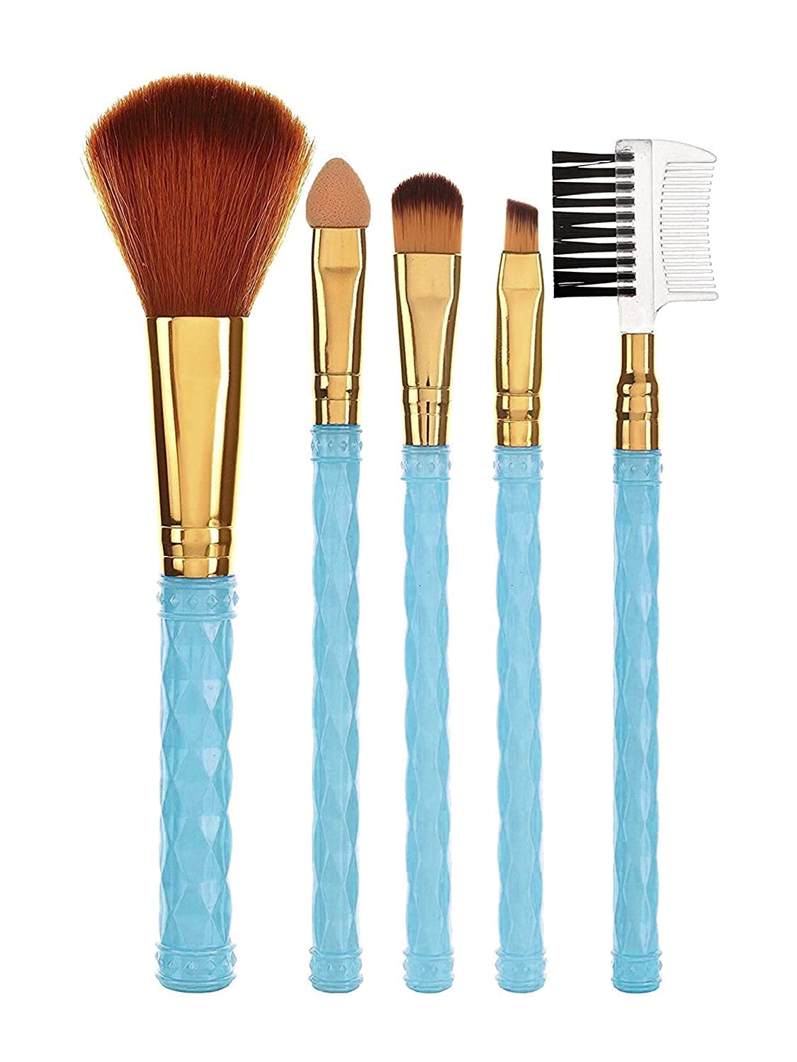 Professional 5-Piece Makeup Brush Set - Synthetic Kabuki Foundation, Blending, Powder, Blush, Concealer & Eyeshadow Brushes - Perfect for Everyday Makeup & Travel - Random Colors