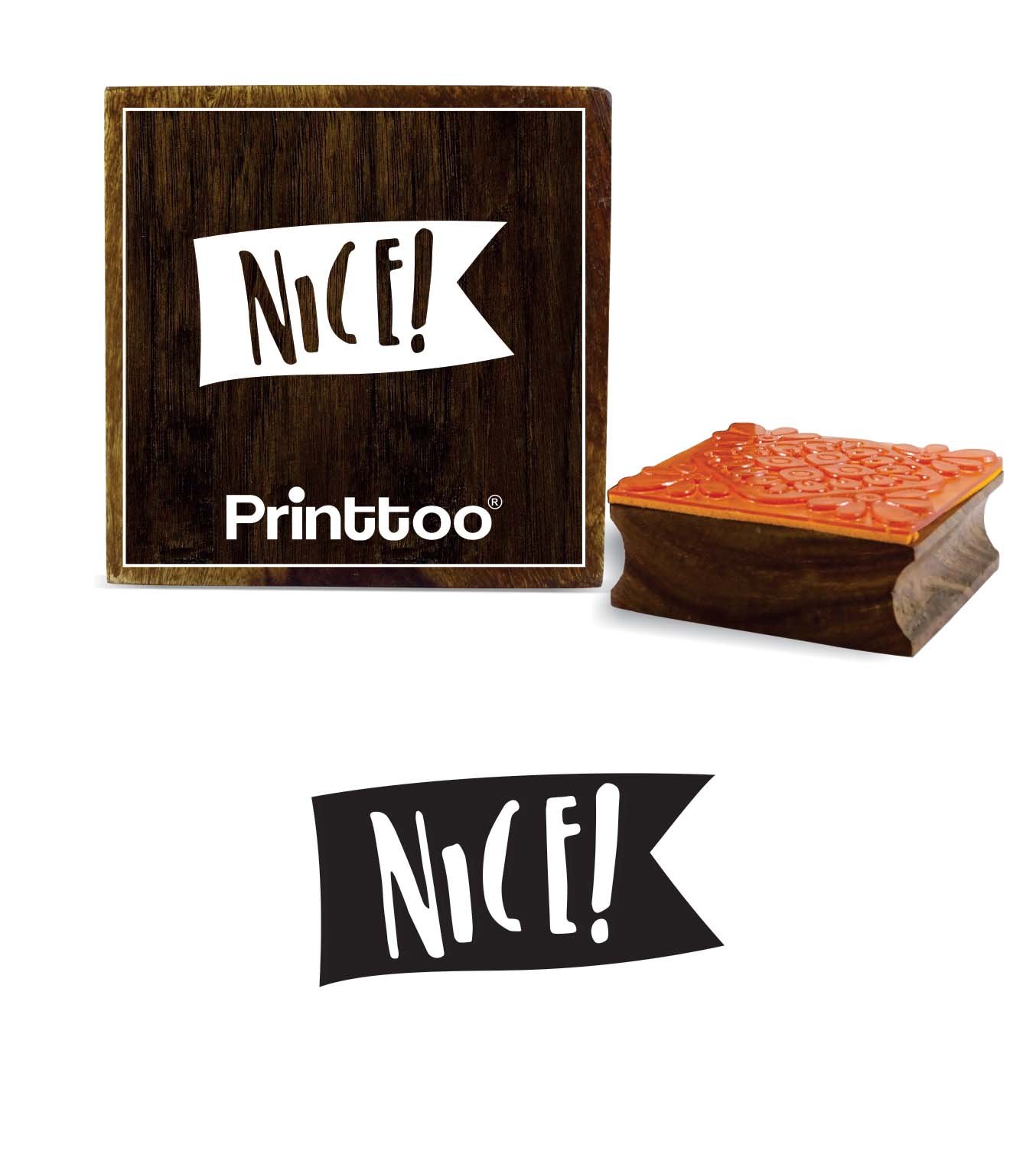 Printtoo Vintage Wooden Rubber Stamp - 3x3 Inch Square Diary Card Scrapbooking Stamp with Nice Text Pattern - Perfect for Journals, Planners, DIY Crafts & Memory Books