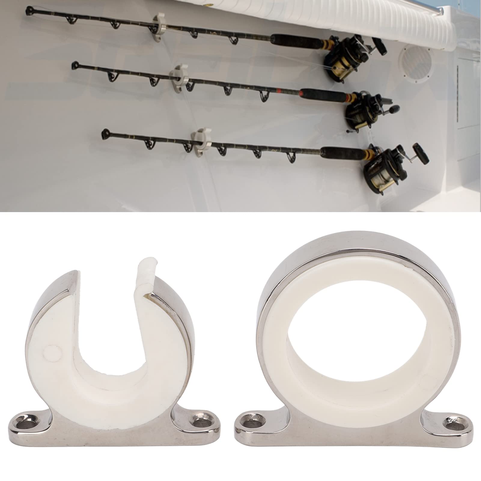 2PCS Stainless Steel Horizontal Wall Mounted Fishing Rod Holder Bracket - Heavy Duty Ceiling Storage Rack for Garage, Cabin, Basement, Marine, Truck & RV - Perfect for Organizing Fishing Gear at Home or On The Go