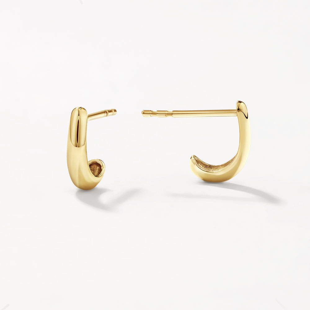 10k Gold Slim Dome Huggie Stud Earrings for Women - Minimalist Everyday Hoop Earrings for Work, Date Night & Gifting
