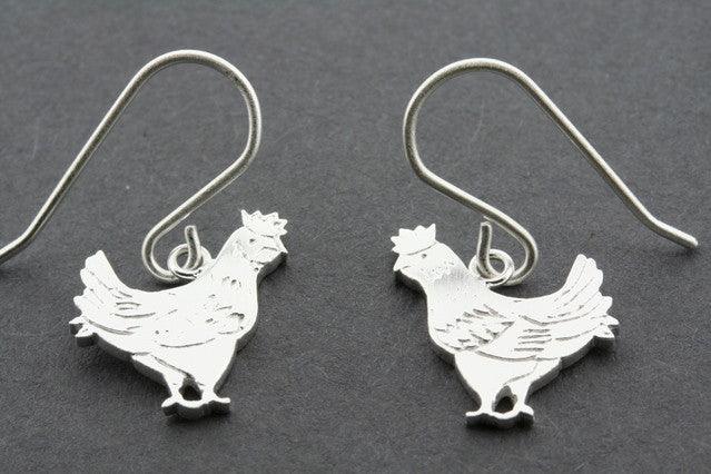 Sterling Silver Chicken Earrings - Cute and Unique Animal Jewelry for Women - Perfect for Casual Wear, Parties, and Gifts