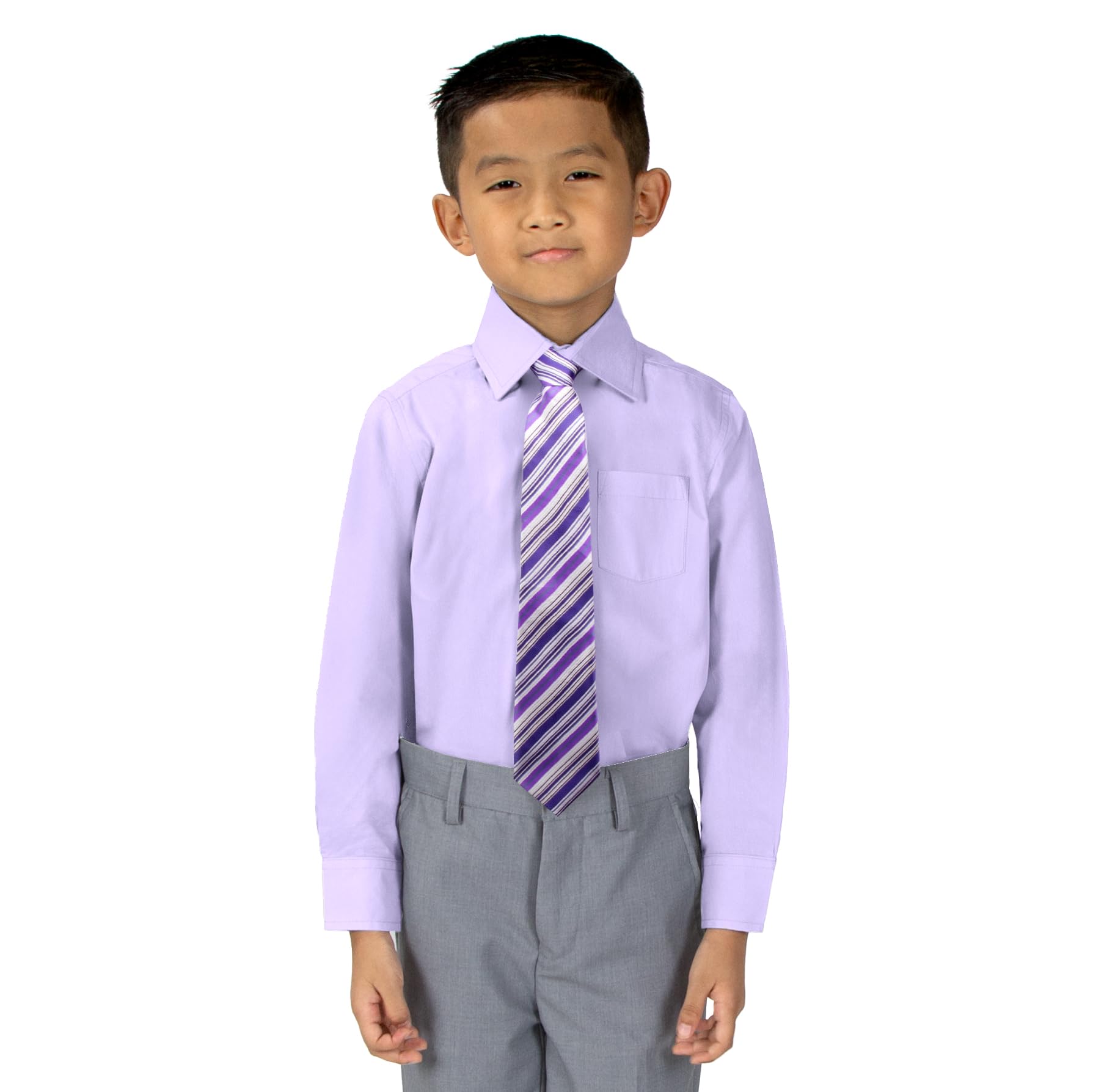 Spring Notion Boys Dress Shirt and Tie Set - Formal Outfit for School, Church & Special Occasions | Comfortable Kids Dress Shirt with Matching Tie