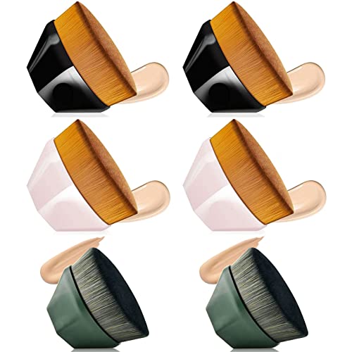 Premium Flat Top Kabuki Foundation Brush Set - 6Pcs High-Density Hexagon Makeup Brushes for Flawless Powder & Liquid Foundation Application - Perfect for Professional Makeup Artists & Home Beauty Routines