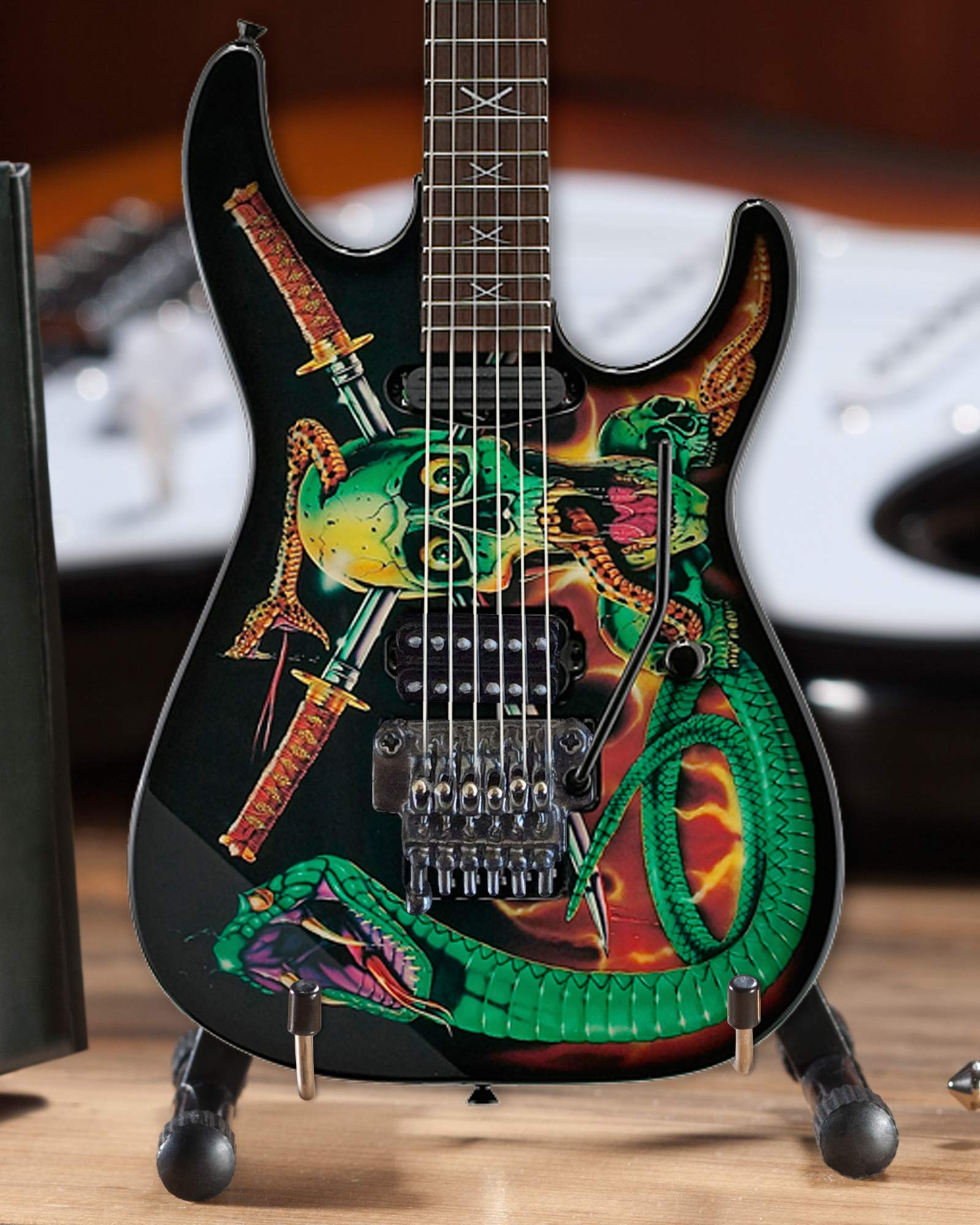 Mini Electric Guitar Replica - George Lynch Skulls & Snakes Collectible Model - Perfect for Music Lovers, Rock Fans & Home Decor