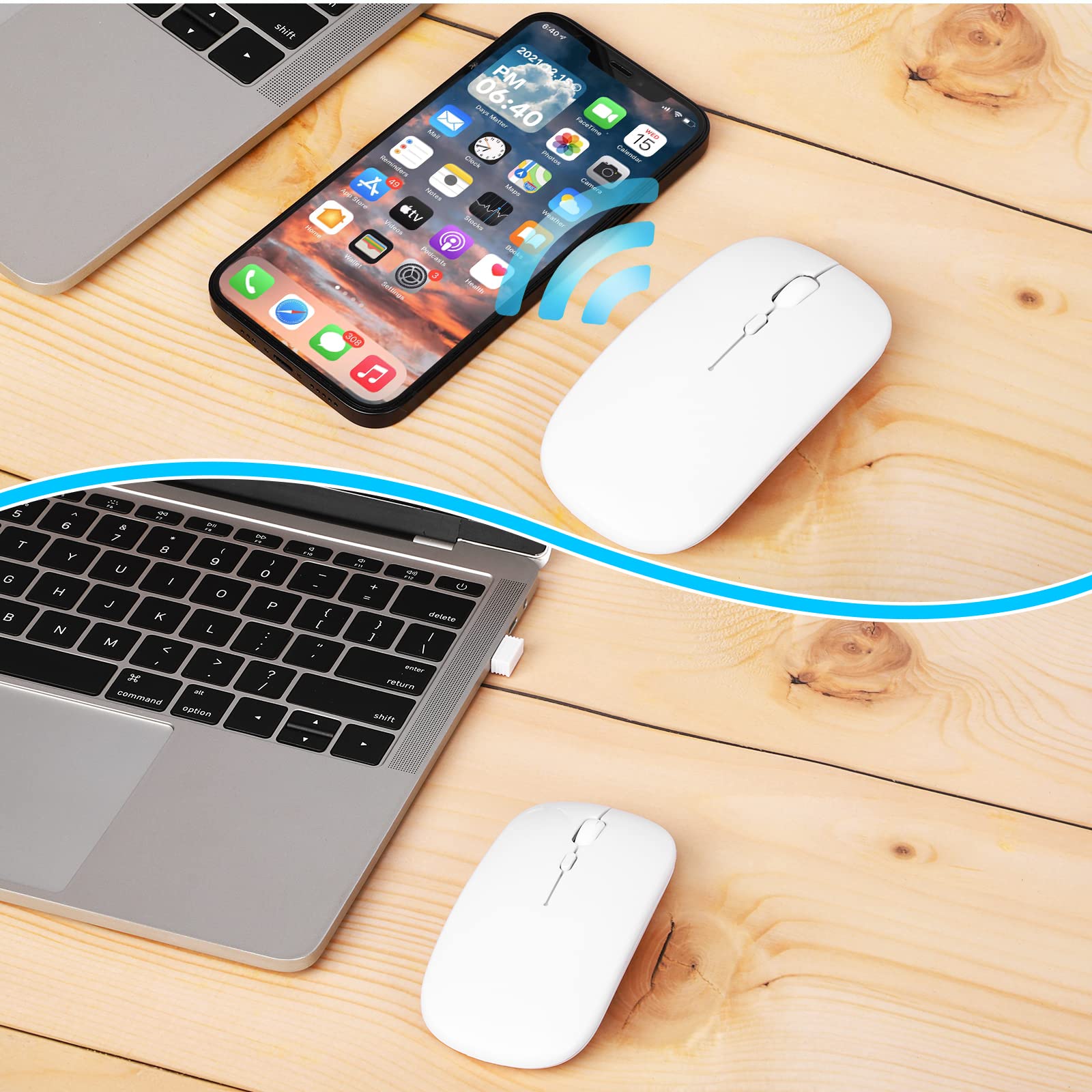 UrbanX Bluetooth Rechargeable Wireless Mouse for Laptop/PC/Mac/iPad Pro/Tablet/Android - Pure White, Perfect for Office, Home, and Travel Use