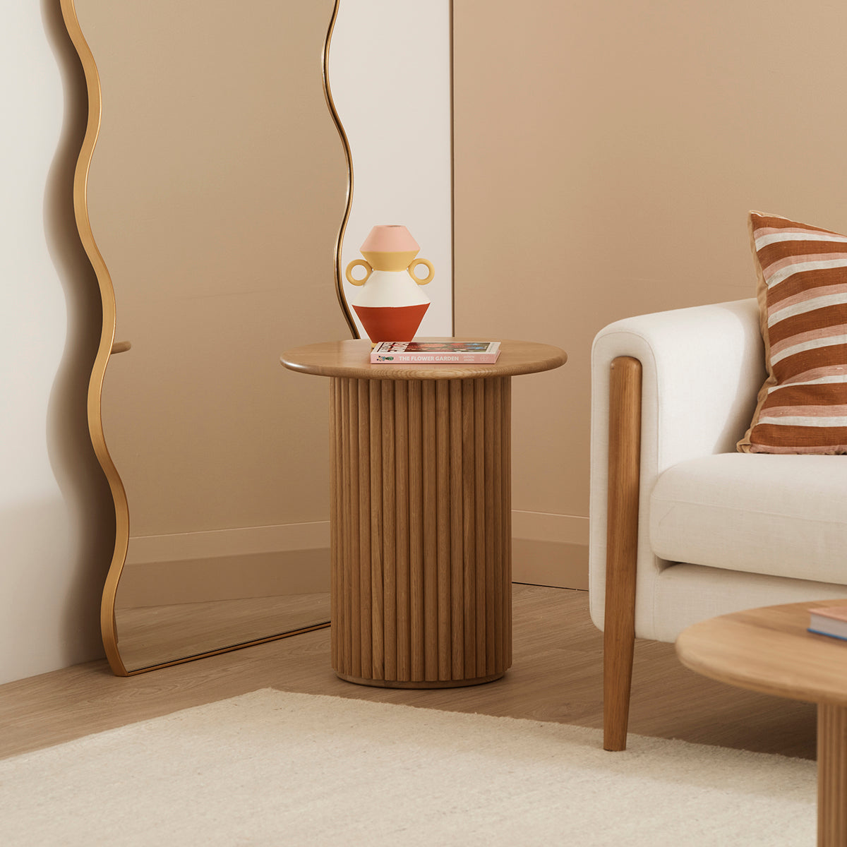 Cosmos Modern Oak Side Table - Small End Table for Living Room, Bedroom, or Office - Rustic Wood Nightstand with Sturdy Design