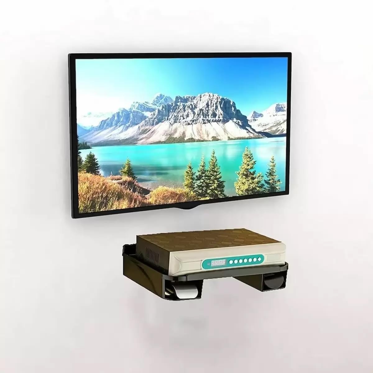 DALUCI Wall Mount Stand for Set Top Box, DTH, WiFi Router with 2 Remote Holders - Plastic Home Organizer for Living Room & Bedroom TV Setup