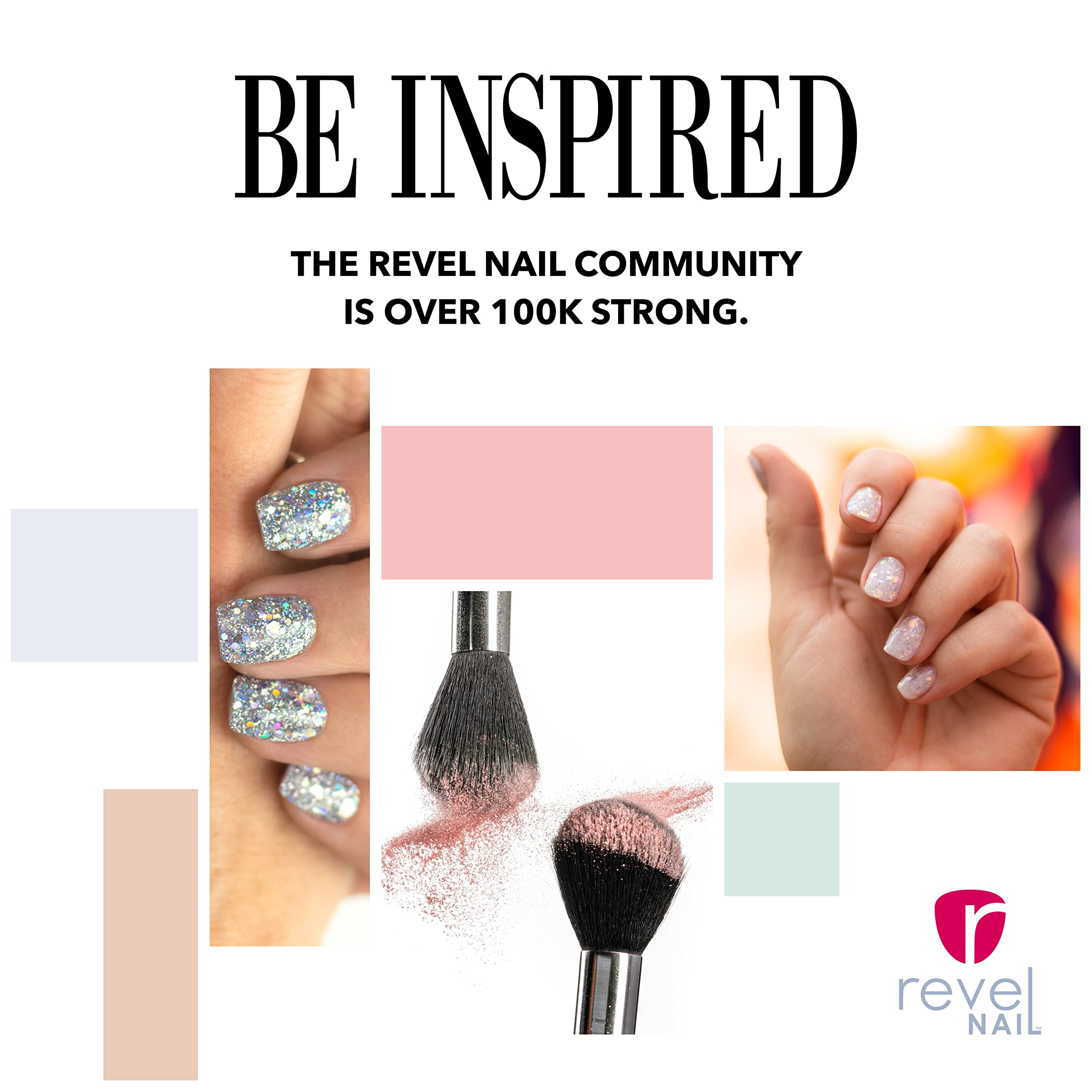 Revel Professional Nail Tool Kit - Dip Powder & Gel Polish Manicure Set with Cuticle Pusher, Nail File, Buffer, Powder Brush & Clipper in Travel Case | At-Home Salon & DIY Nail Care Essentials