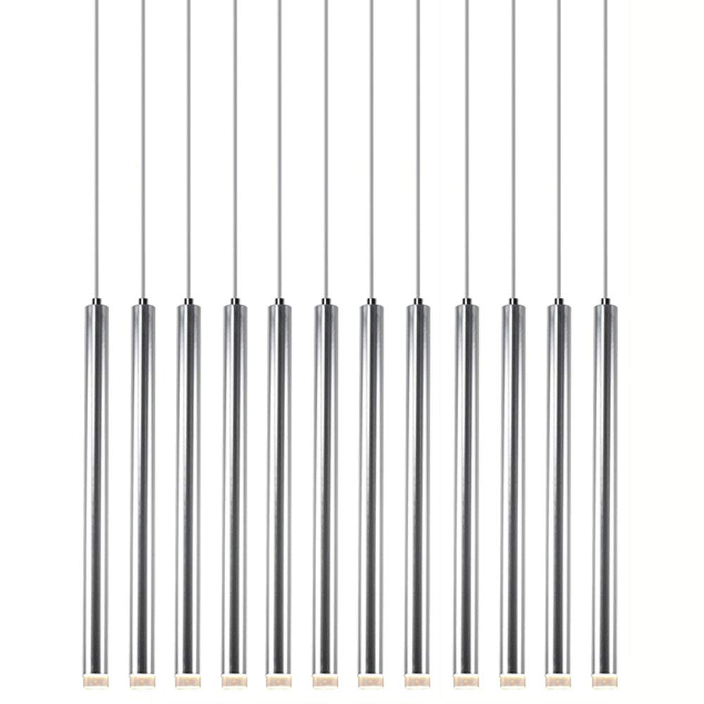 3W LED Aluminum Tube Pendant Light - Modern Italian Design for Dining Room, Bar Counter, Restaurant & Balcony - D30H1000mm with Crystal Bottom (Silver) - Perfect for Ambient Lighting in Homes and Commercial Spaces