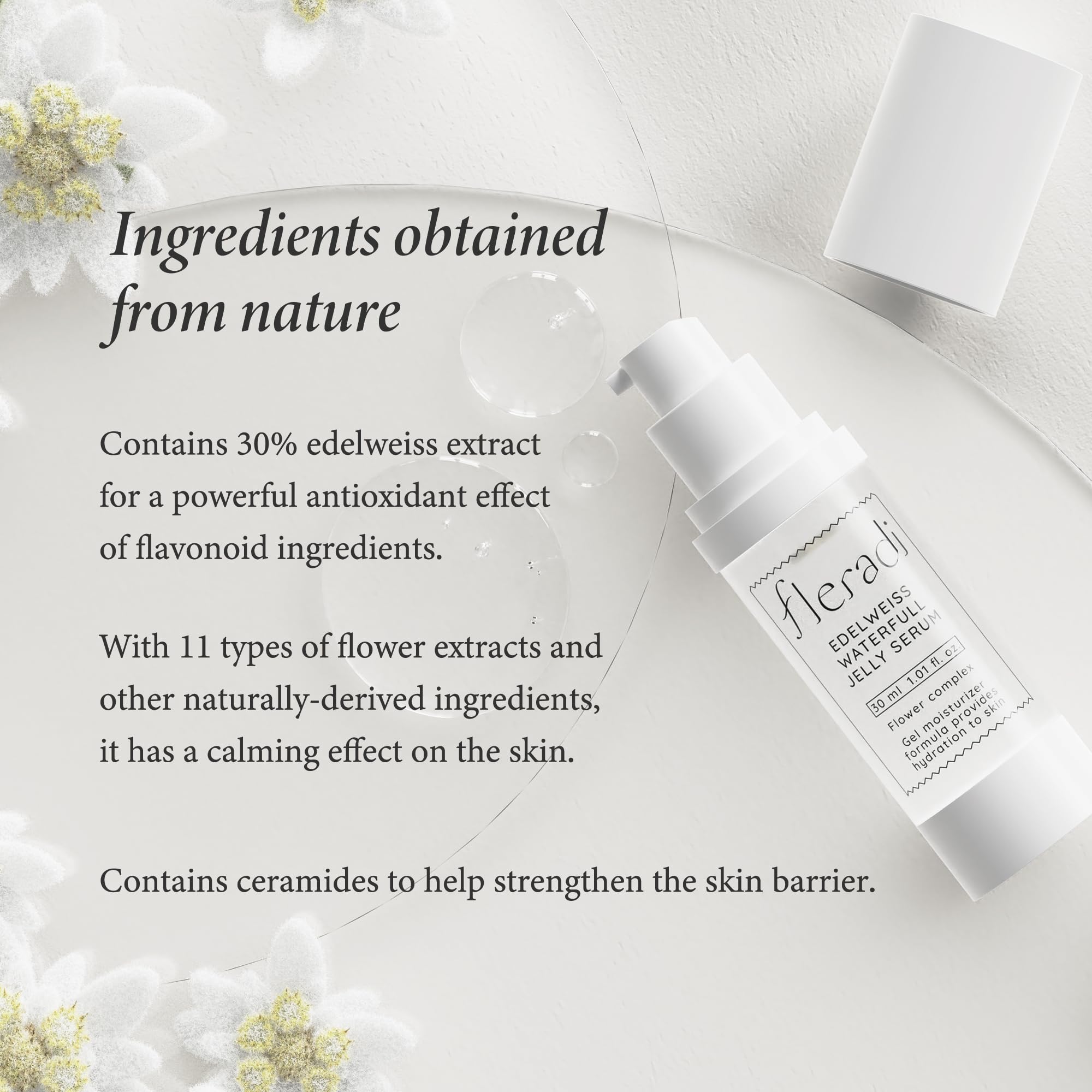 Edelweiss Essence: 30% Flower Extract Jelly Serum for Deep Hydration - Non-Sticky Korean Skincare Formula by Experts | Perfect for Dry Skin & Nighttime Routine