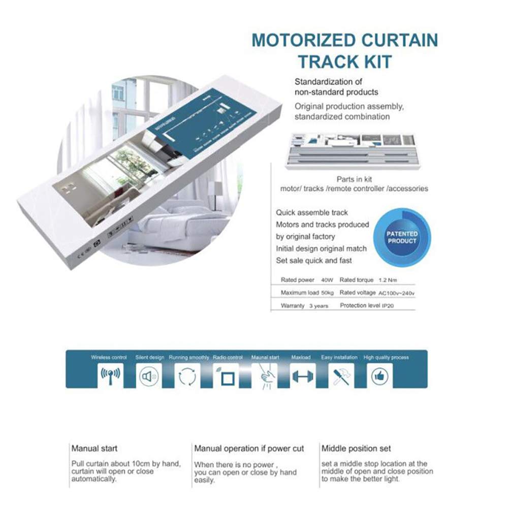Smart WiFi Automatic Curtain Motor Track System - DIY Custom Length (Up to 7.2m) for Home Automation, Remote Control & Voice Assistant Compatible - Perfect for Living Room, Bedroom & Smart Home Setup