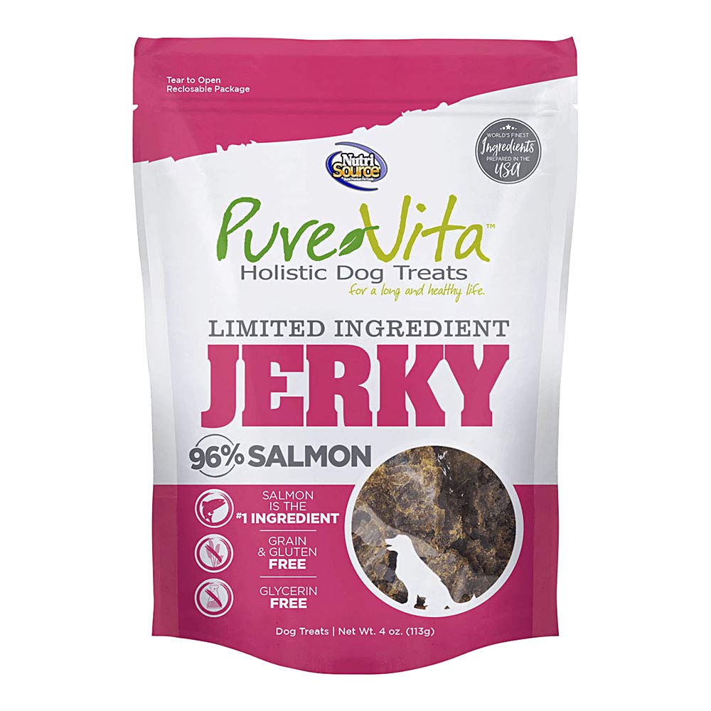 Nutri Source Limited Ingredient Salmon Jerky Dog Treats – 4 oz – Grain-Free, All-Natural – Healthy Training & Reward Snacks for Dogs with Sensitive Stomachs