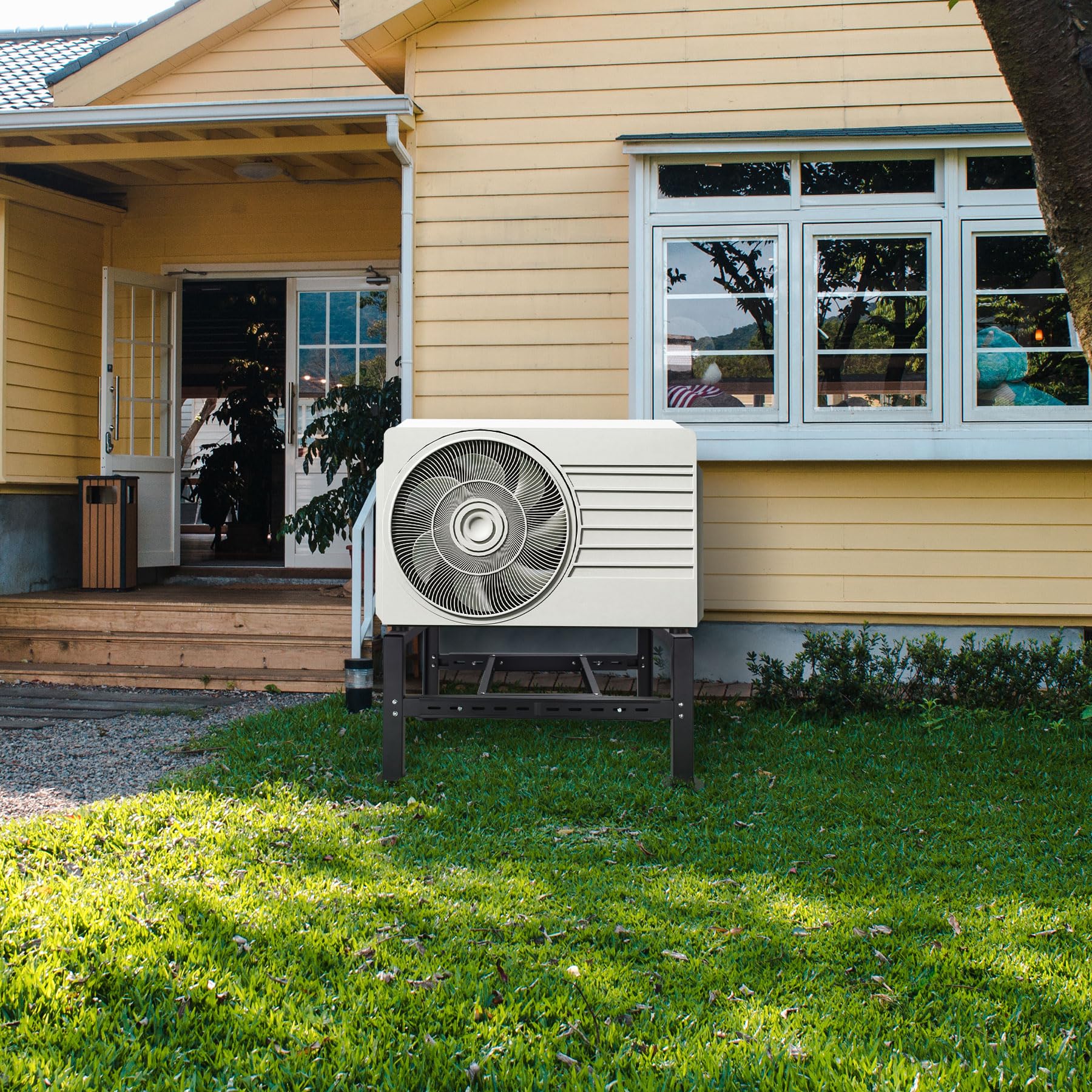 Heavy Duty Adjustable Mini Split AC Stand - 14in Height, 29.5-45.3in Length for 24000-60000 BTU Air Conditioners & Heat Pumps | Outdoor Condenser Support for Home & Commercial HVAC Systems