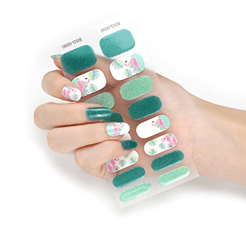 20 Pack Semi-Cured Gel Nail Polish Strips - Long Lasting UV/LED Gel Nail Wraps with 20 Extra Long Stickers - DIY Salon Quality Manicure at Home for Parties, Weddings & Special Occasions
