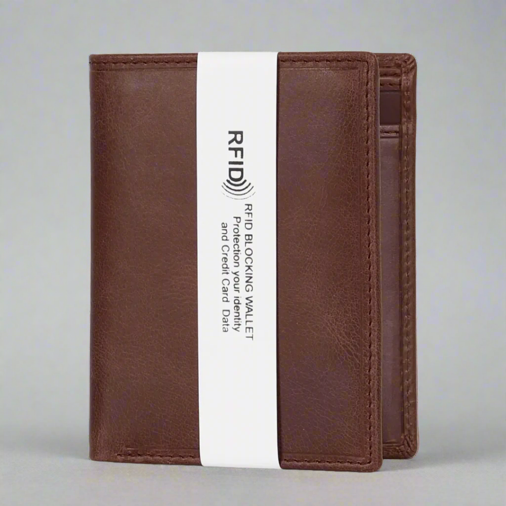 Premium MET Men's Upright Leather Wallet - Slim RFID Blocking Bifold Wallet for Men - Perfect for Travel, Business & Everyday Use