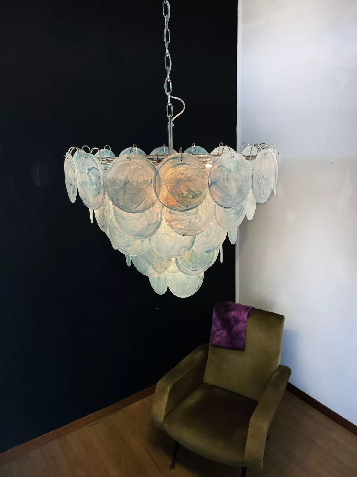 Elegant Camisa Disc Glass Chandelier - Modern Crystal Ceiling Light Fixture for Dining Room, Bedroom, and Living Room Decor
