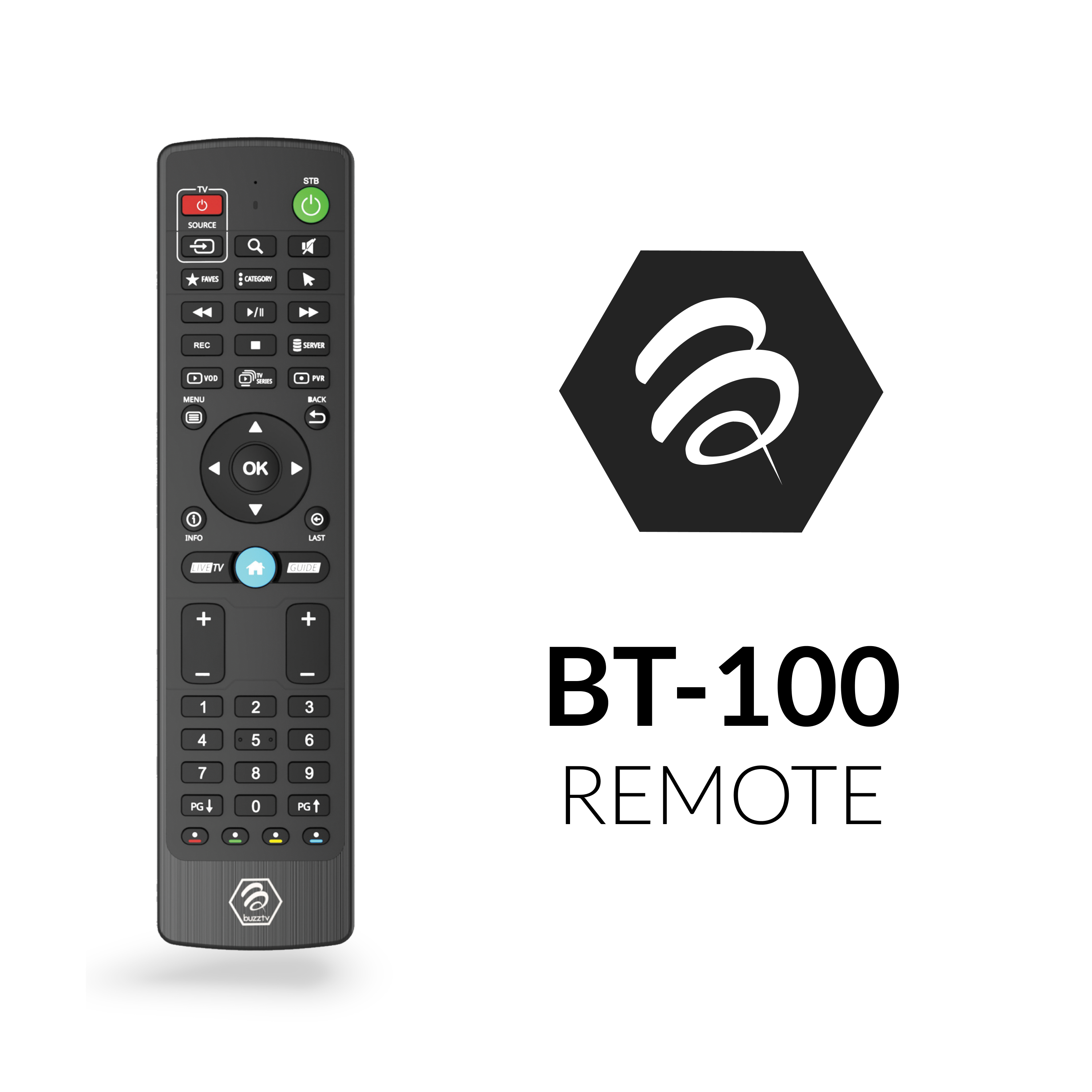 BuzzTV BT 100 Universal Smart TV Remote Control - Compatible with Android TV Box, Fire Stick & Streaming Devices | Perfect for Home Entertainment & Digital Media Streaming