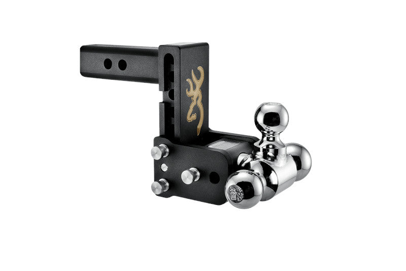 Browning B&W Tow & Stow 2in Tri Ball Receiver Hitch - 5in Drop & 5.5in Rise - Heavy Duty Trailer Hitch for Trucks & SUVs - Perfect for Towing Boats, Campers & Utility Trailers
