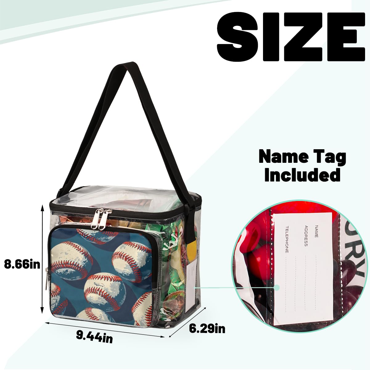 GzLeyigou Clear Baseball Stadium Approved Tote Bag - White Transparent Crossbody Shoulder Bag with Adjustable Strap for Outdoor, Travel, Picnic, Concerts & Sports Events | Perfect for Baseball Games, Beach Trips, and Music Festivals