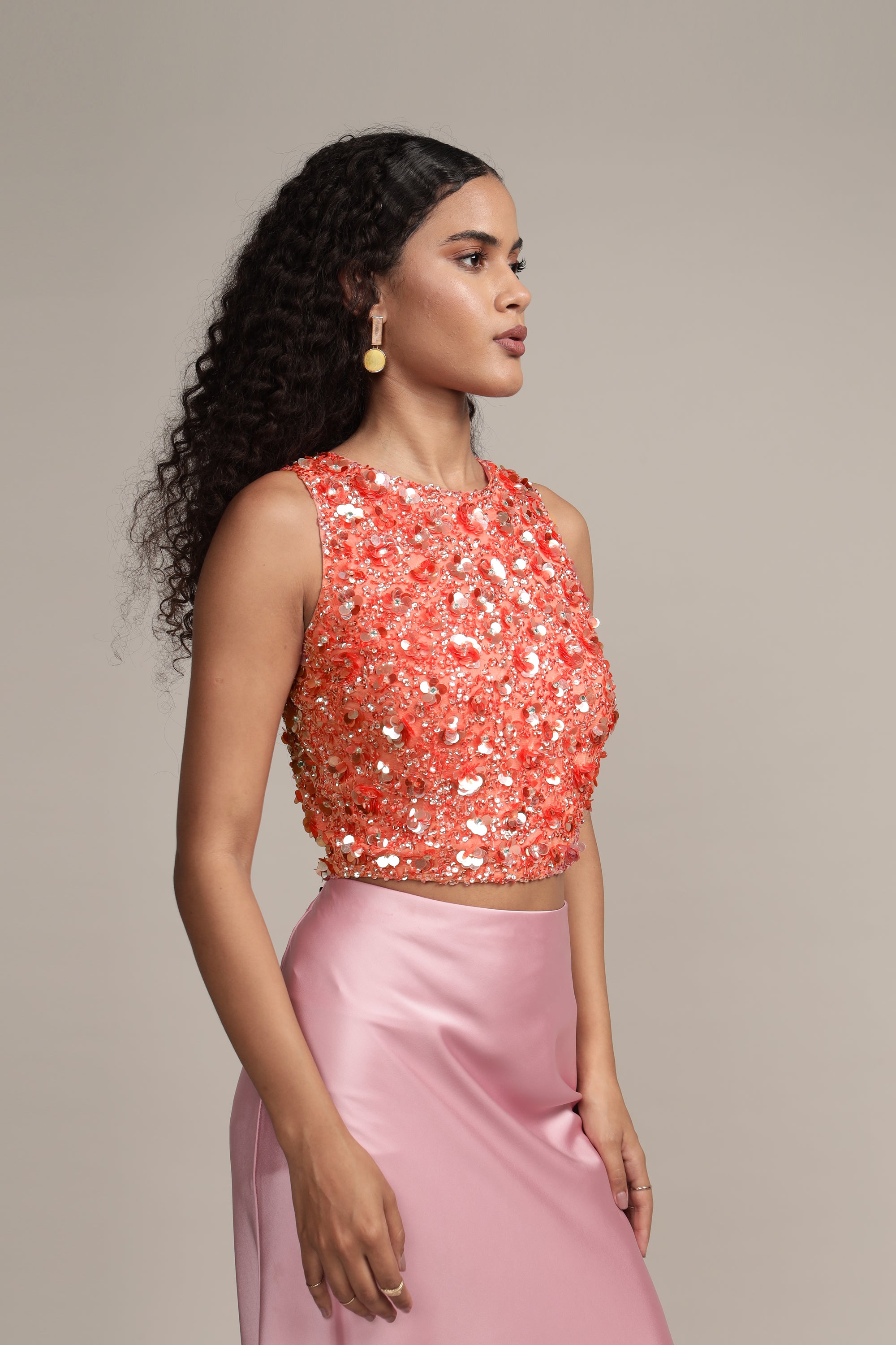 Coral Hazel Embellished Women's Top - Elegant Floral Lace Blouse for Casual Wear, Date Night & Office Outfits