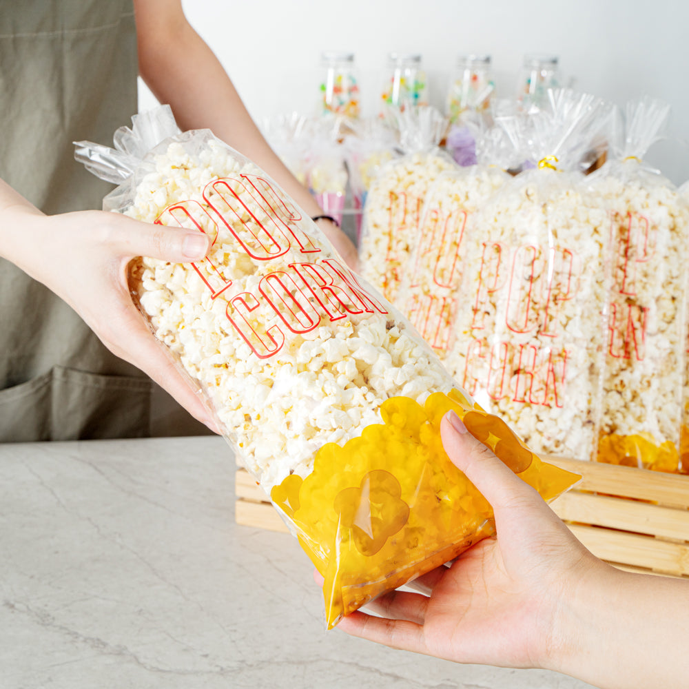 Clear Plastic Popcorn Bags 17x7 Inches - 100 Count Box | Perfect for Movie Nights, Concessions & Party Snacks