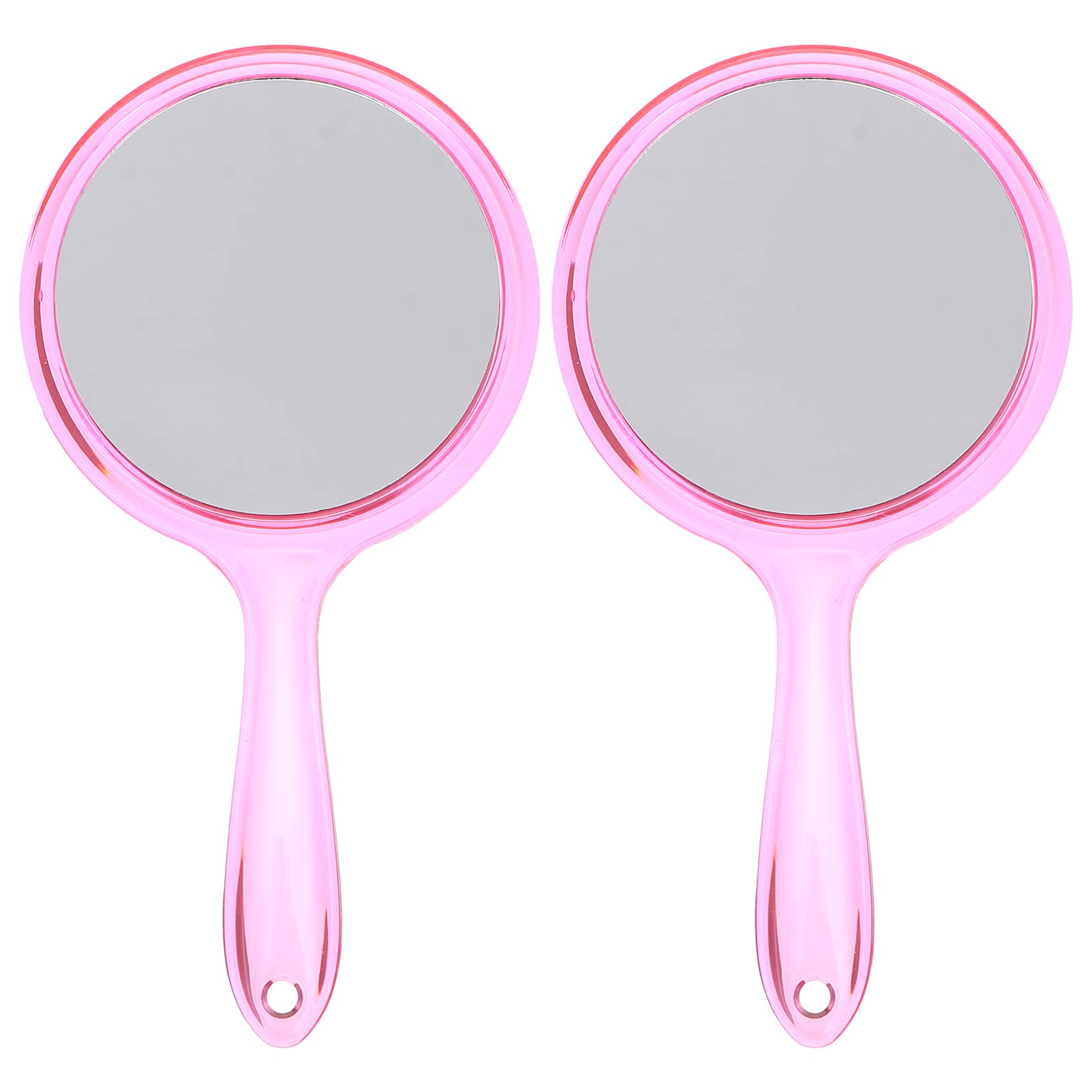 OSALADI Large Handheld Mirror with Handle - 2 Pack Pink Vanity Mirror for Makeup, Barber & Cosmetic Use - Portable Travel & Home Decor Mirror