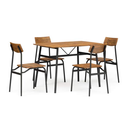 PovKeever 5-Piece Modern Rectangular Dining Table Set with MDF Plate & Metal Frame - Perfect for Kitchen, Dining Room, Dinette, Breakfast Nook, and Small Space Dining