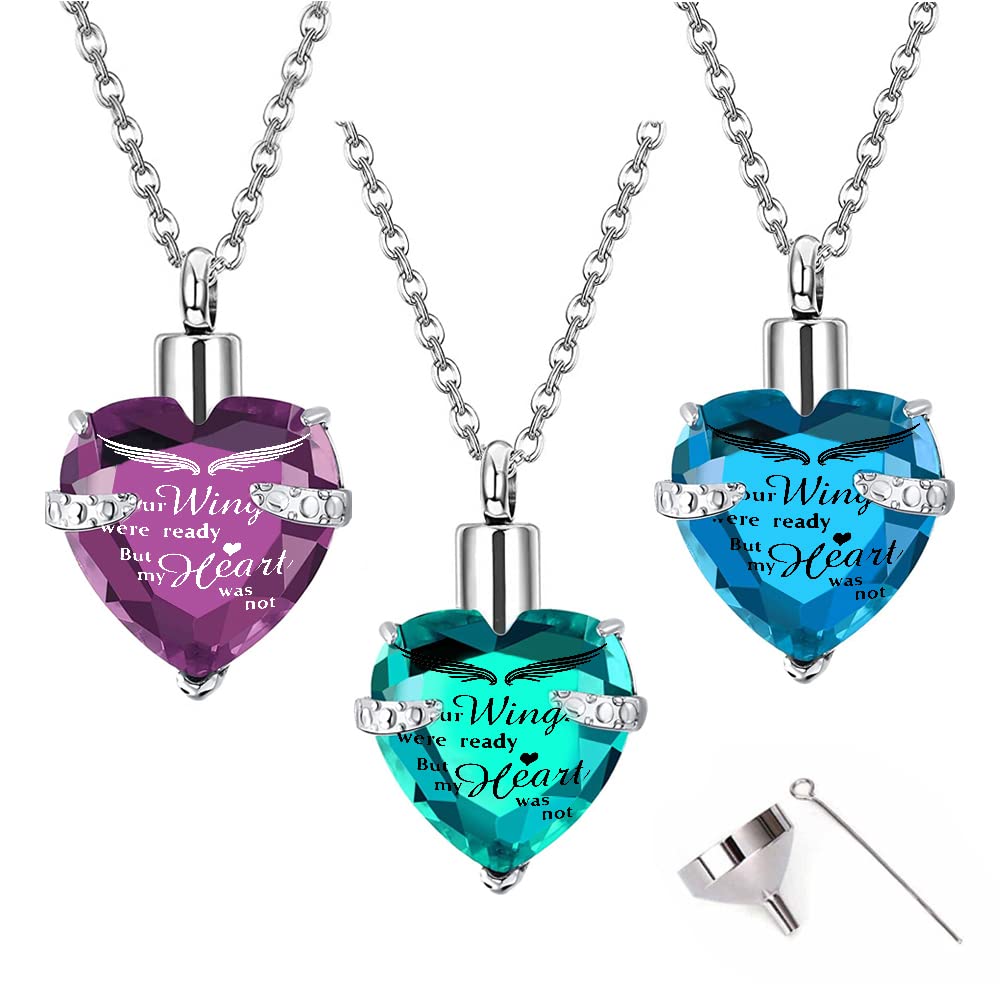 Stainless Steel Memorial Pendant for Ashes - Cremation Urn Necklace Keepsake Gift for Women & Men - Always on My Mind Heart Pendant Set of 3 - Perfect for Memorial Services, Remembrance Jewelry & Sympathy Gifts