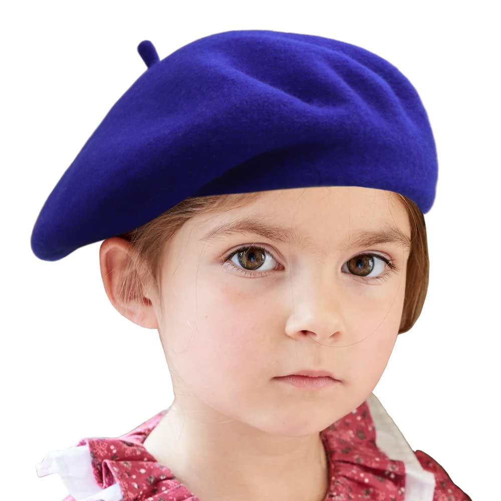 Wheebo Kids Wool French Beret Hat - Soft Artist Painter Hat for Girls & Boys - Solid Color Winter Fashion Accessory - Perfect for School, Art Class & Outdoor Activities