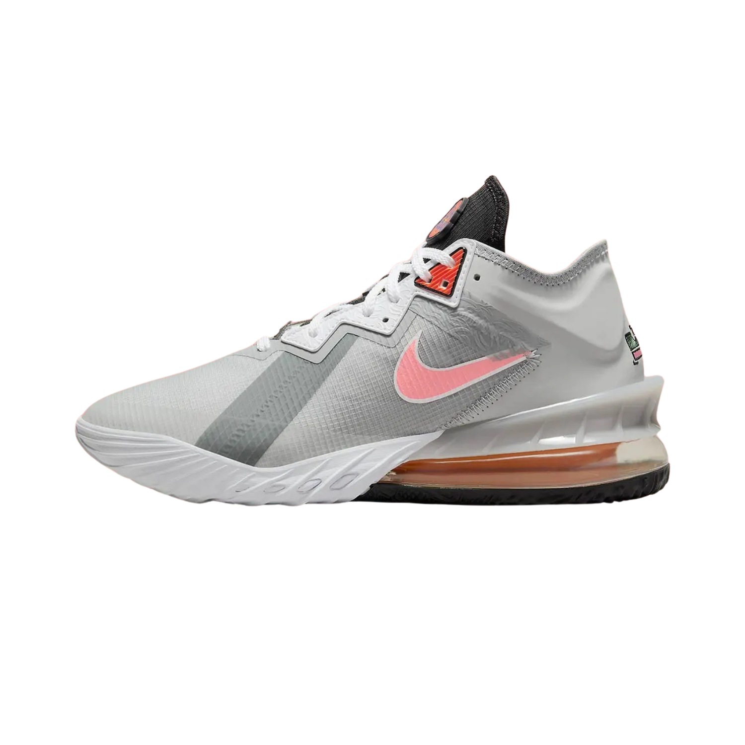 Nike LeBron XVIII Low Basketball Shoes - Light Smoke Grey & Sunset Pulse - Perfect for Outdoor & Indoor Court Play