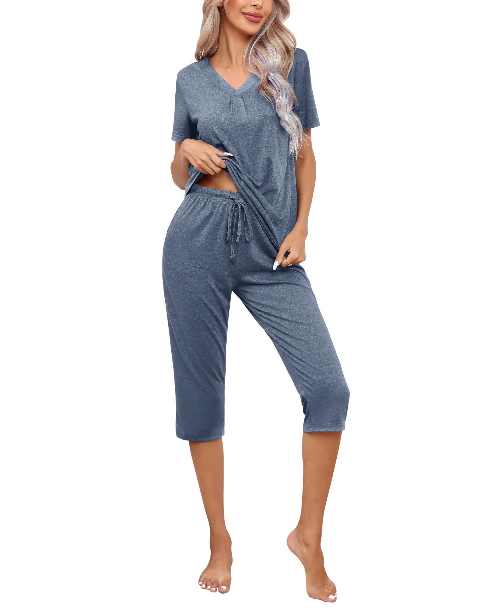 Difficort Women's Pajama Sets - Soft Long Sleeve Sleepwear with Pockets, Comfy Lounge Pjs for Winter - Perfect for Sleeping, Lounging at Home & Cozy Nights