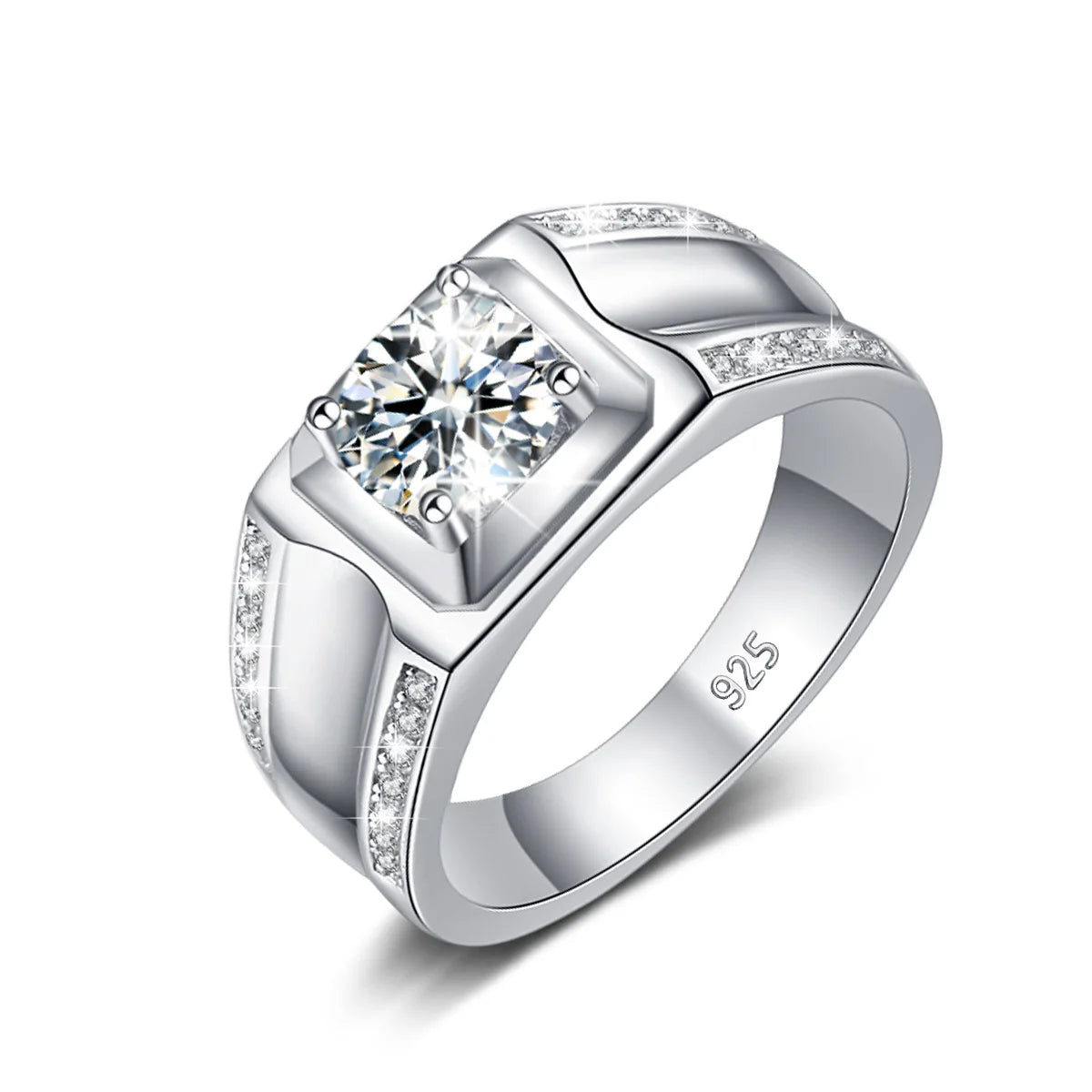 2024 Luxury Moissanite Men's Wedding Band - 925 Sterling Silver Hip Hop Ring with Certificate (Passes Diamond Test) - Perfect for Engagement, Anniversary Gifts & Special Occasions