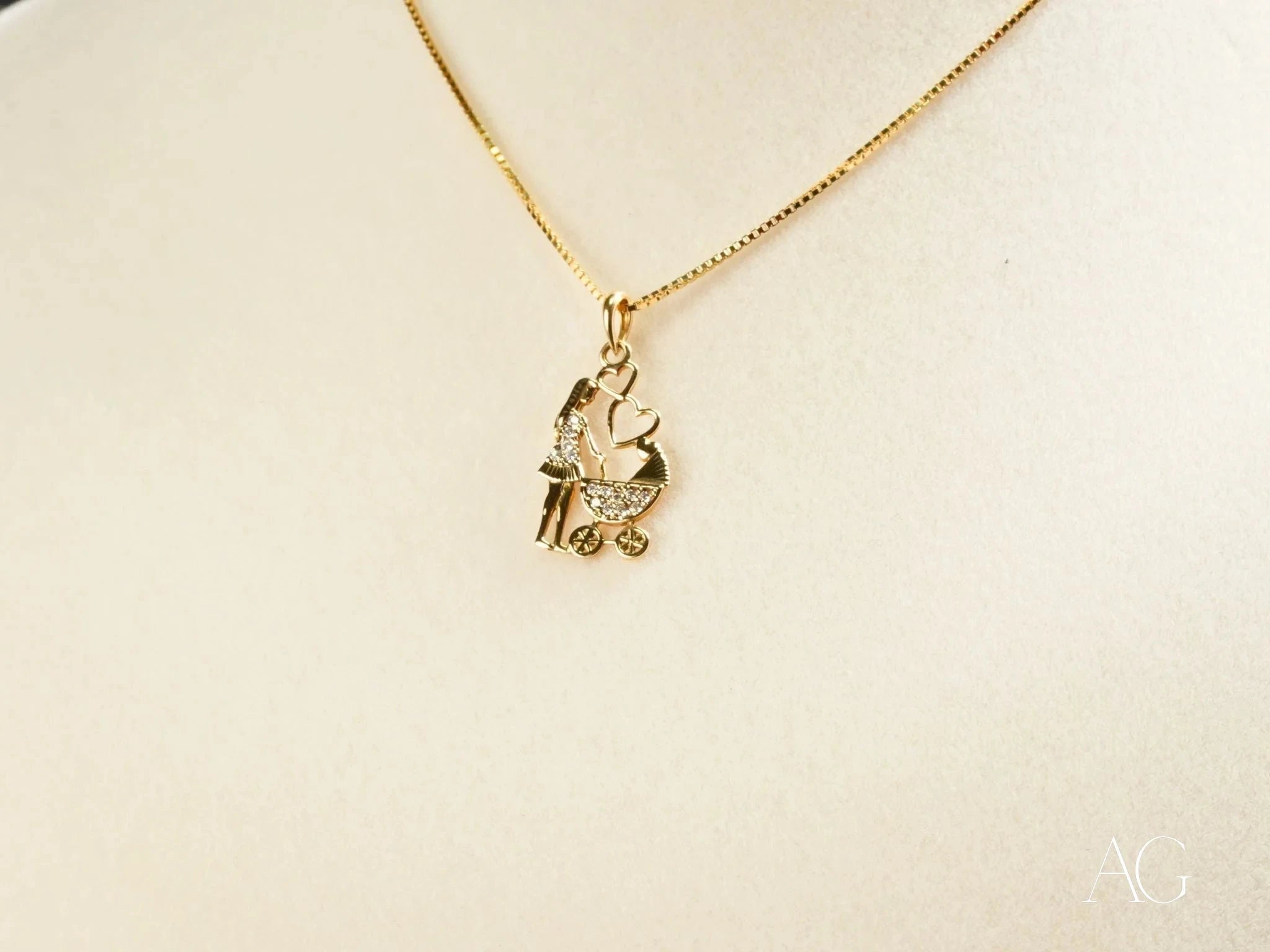 Golden Love CZ Mom Pendant Necklace - Elegant Cubic Zirconia Jewelry Gift for Mother's Day, Birthday, Anniversary | Perfect for Special Occasions & Everyday Wear